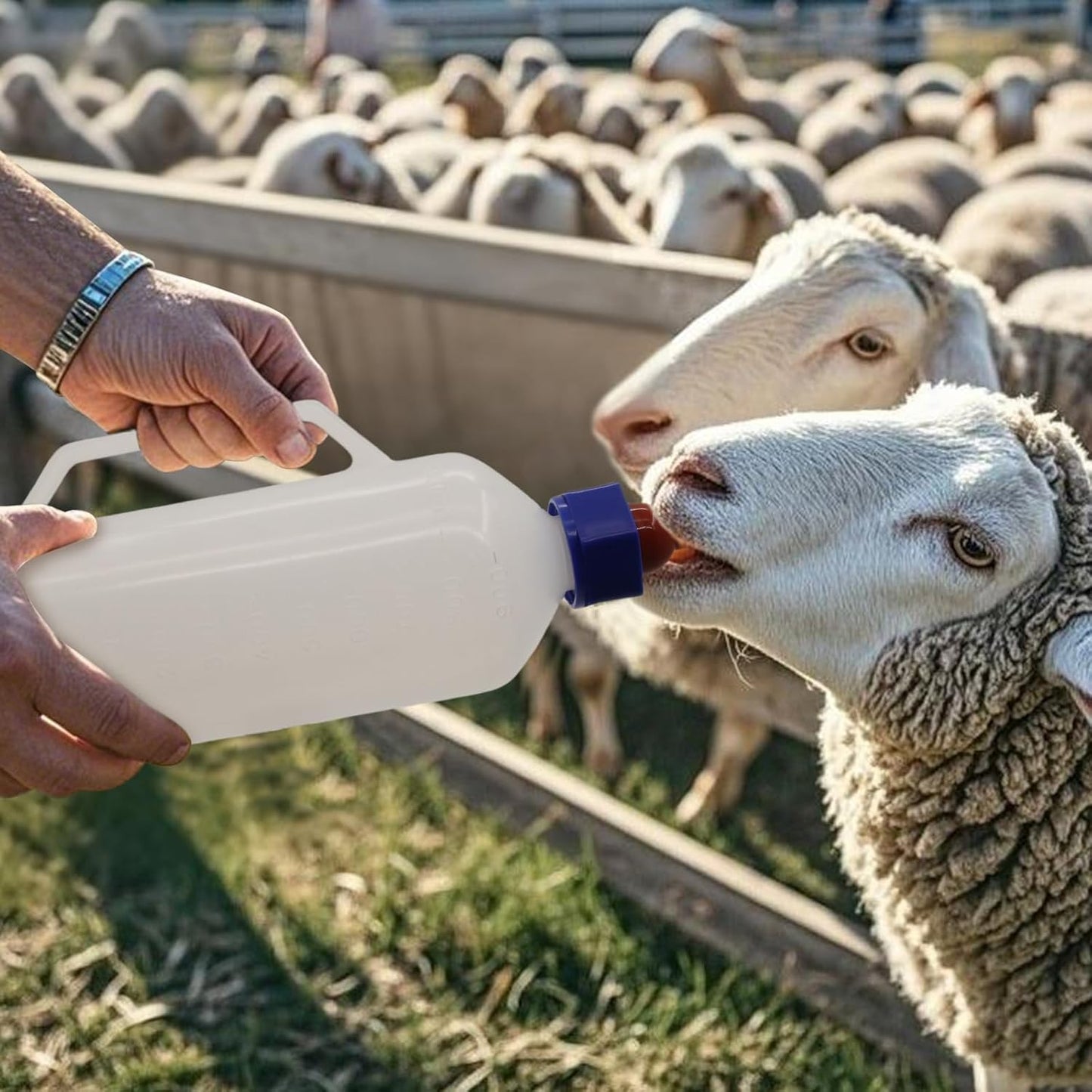 1000ML Baby Lamb Milk Feeder Bottle with Handle and Detachable Nipple,Calf Sheep Lamb Bottles for Baby Lambs Feeding Nursing Bottle Cup with a Replacement Nipple (1000ml)