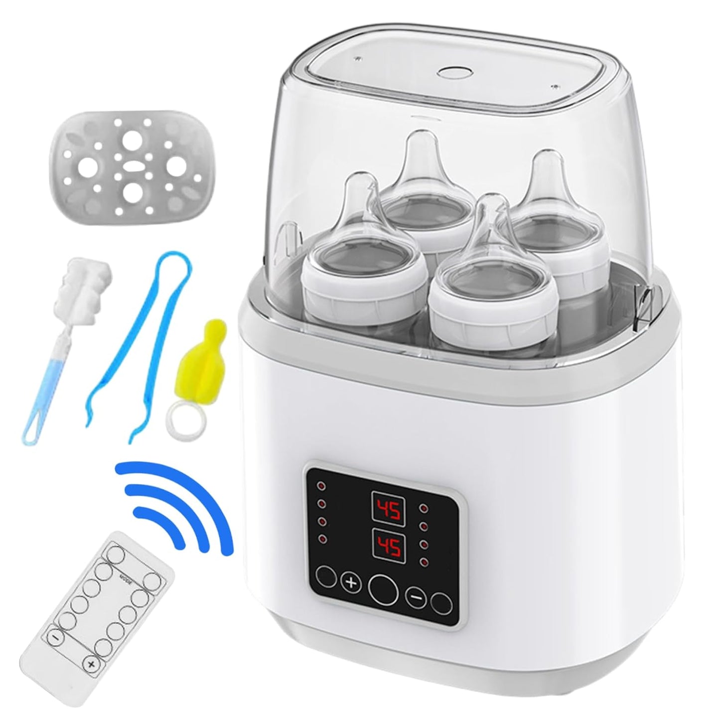 Bottle Warmer, Baby Bottle Warmer & Steriliser Temperature Adjustable Portable Remote Control Baby Food Heater with LCD Display for Breastmilk or Formula, Grey