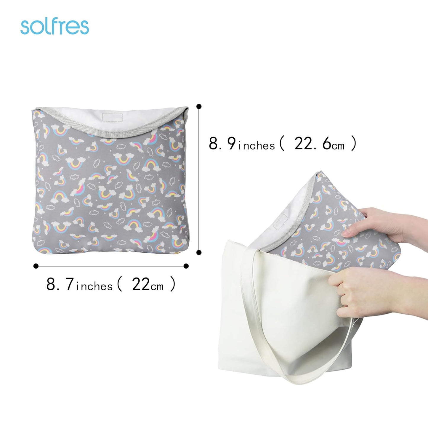 Dual-Belt Baby High Chair Cover, Upgrade Version, for Wooden or Restaurant High Chair, Sturdy and Robust Material, Waterproof Washable Stain and Slip Resistant, Gray Rainbow