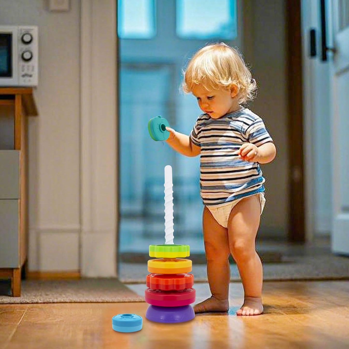 Montessori Toys for 1+ Year Old, Educational Stacking Spinning Baby Toys, Learning Toys Sensory Toys for Toddlers 1-3, Christmas Birthday Easter Gift for Babies 12-18 Months