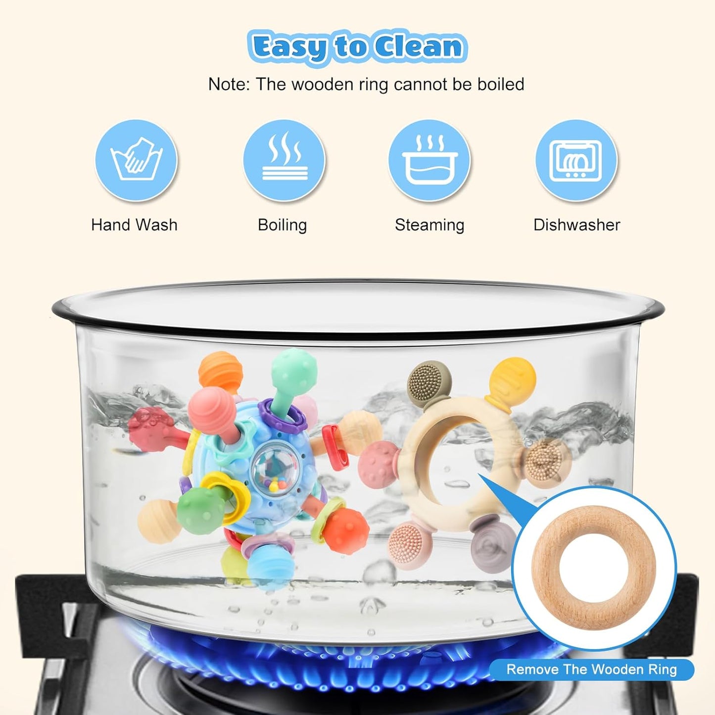 2 Pack Baby Teething Toys for 0-6 6-12 Months, Silicone Soothing Baby Teether Toys & Montessori Sensory Toys for Boy Girl, Safe and Durable Teething Toys for Newborn Infant