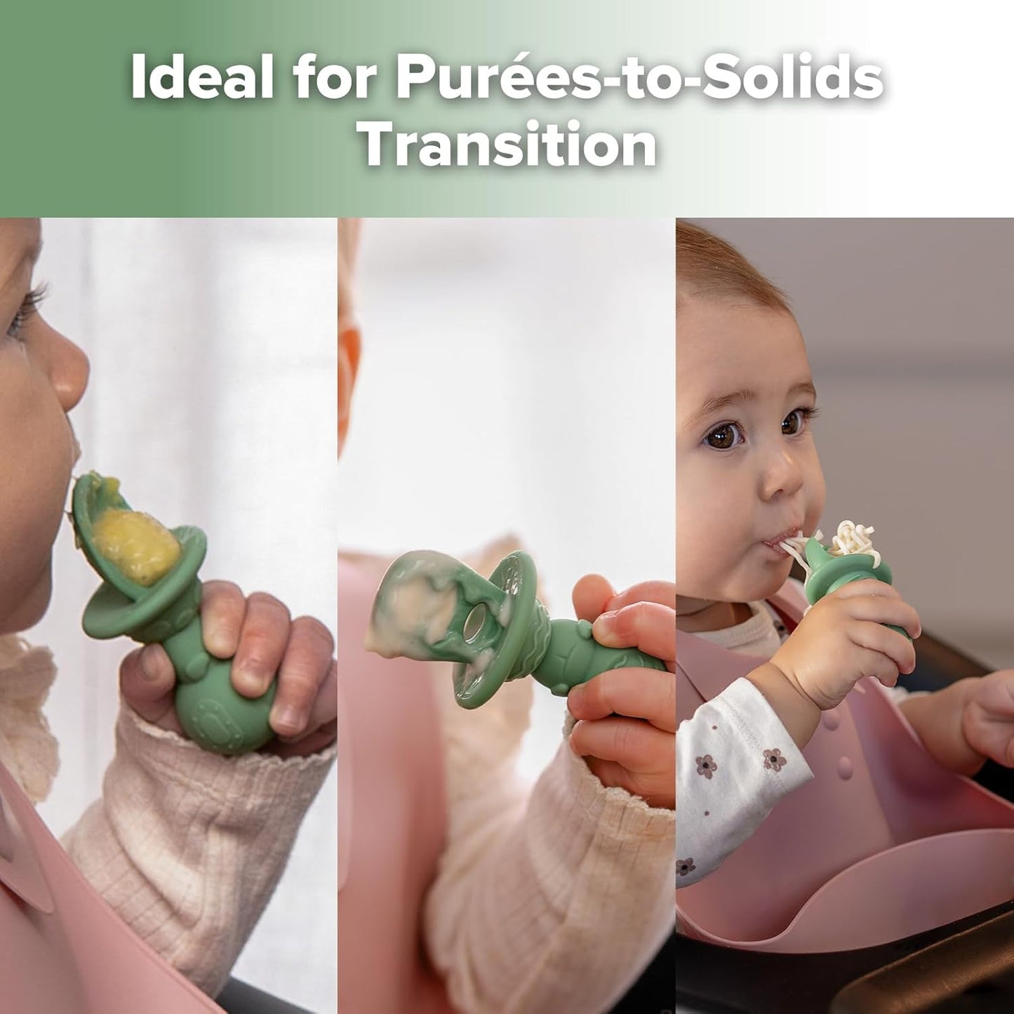 Haakaa Silicone Baby Spoons Self Feeding 6 Months β Baby Utensils with Anti-Choke Astronaut Handle, Easy-Grip, Gum-Friendly, Durable & Safe β Baby Spoons for BLW & First Stage Feeding