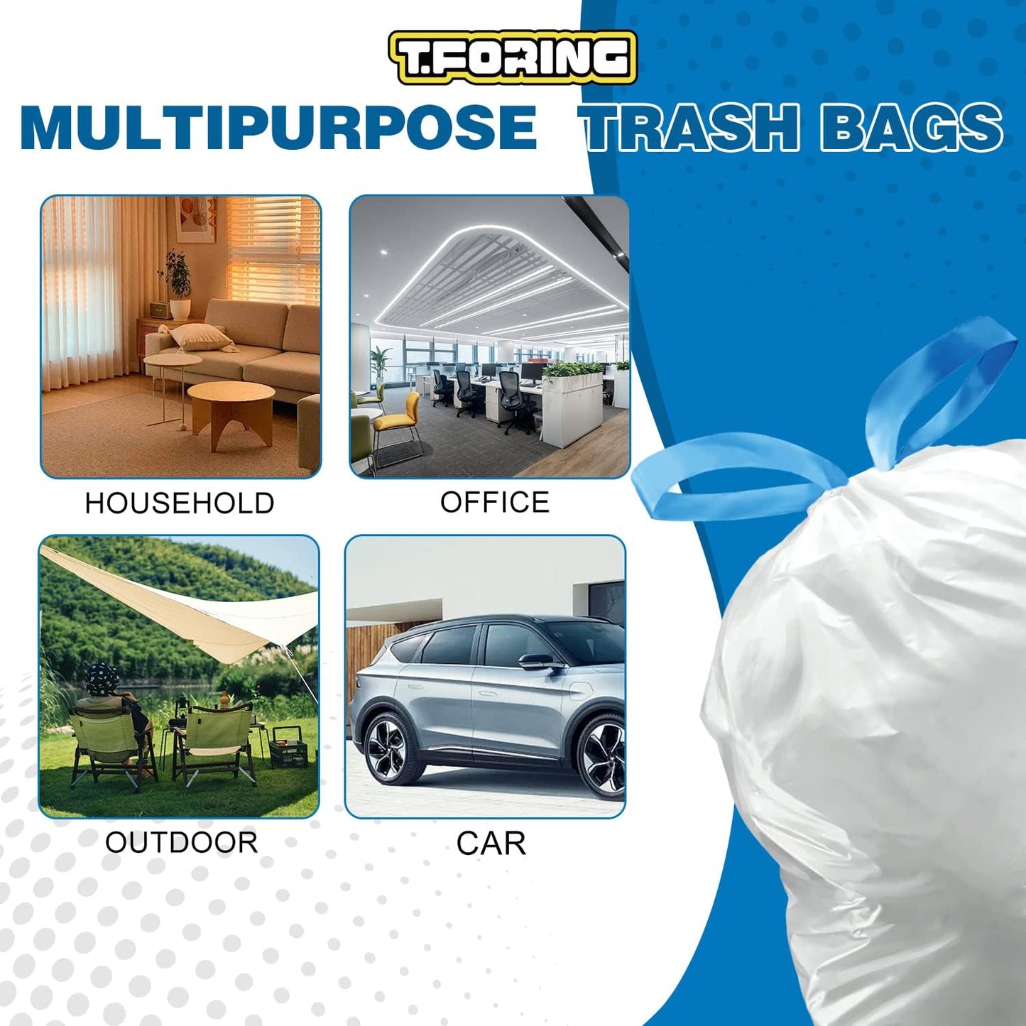 1.6 Gallon Mini Trash Bags Drawstring - 120 Count Strong Small Garbage Bags Unscented,White Trash Can Liners Strong Little Waste Basket Bags 6 Liter for Home Bathroom Office Car