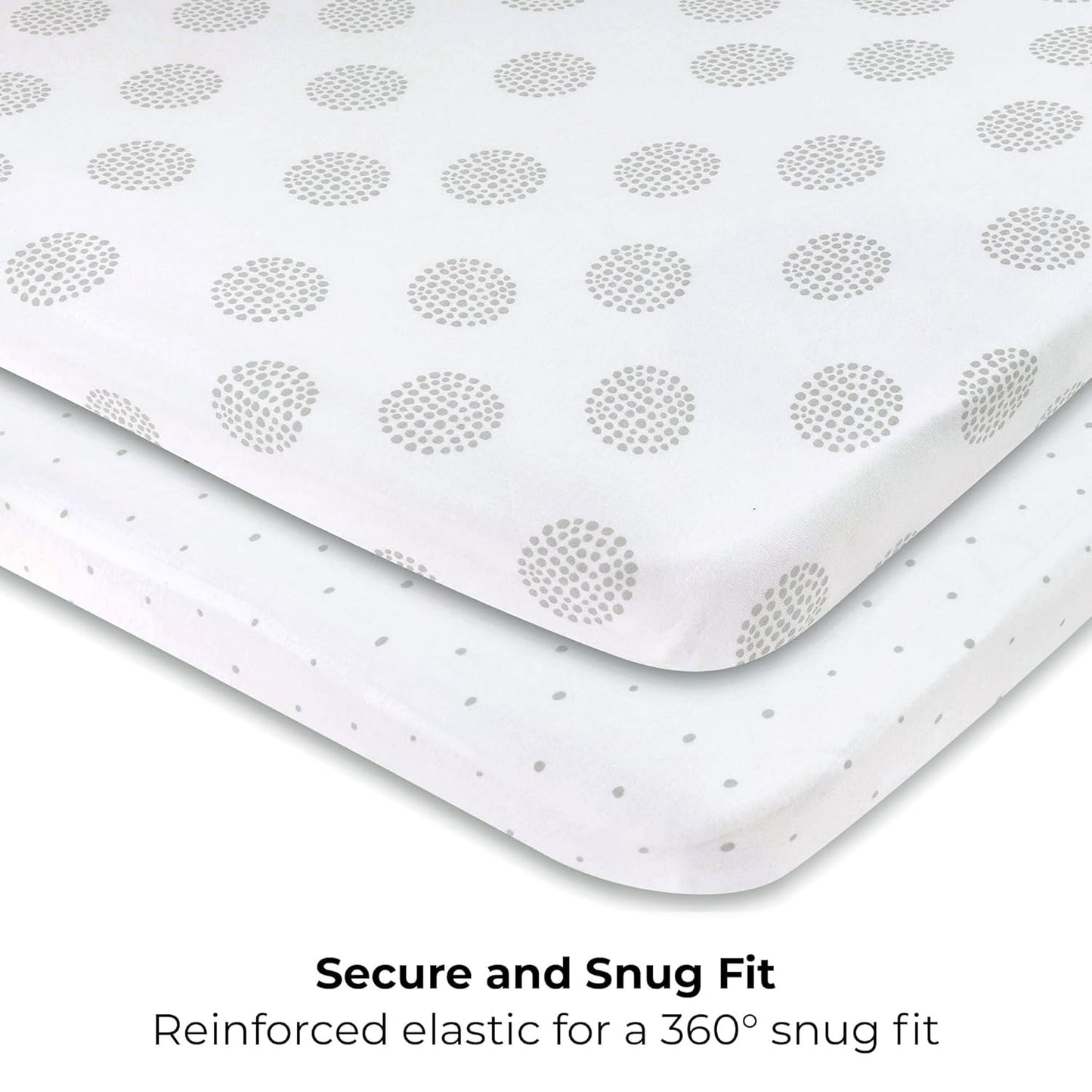Ely's & Co. Pack N Play,Playard,Portable Crib Sheet 2-Pack Combed Jersey Cotton for Baby Boy or Baby Girl (Grey Dottie)