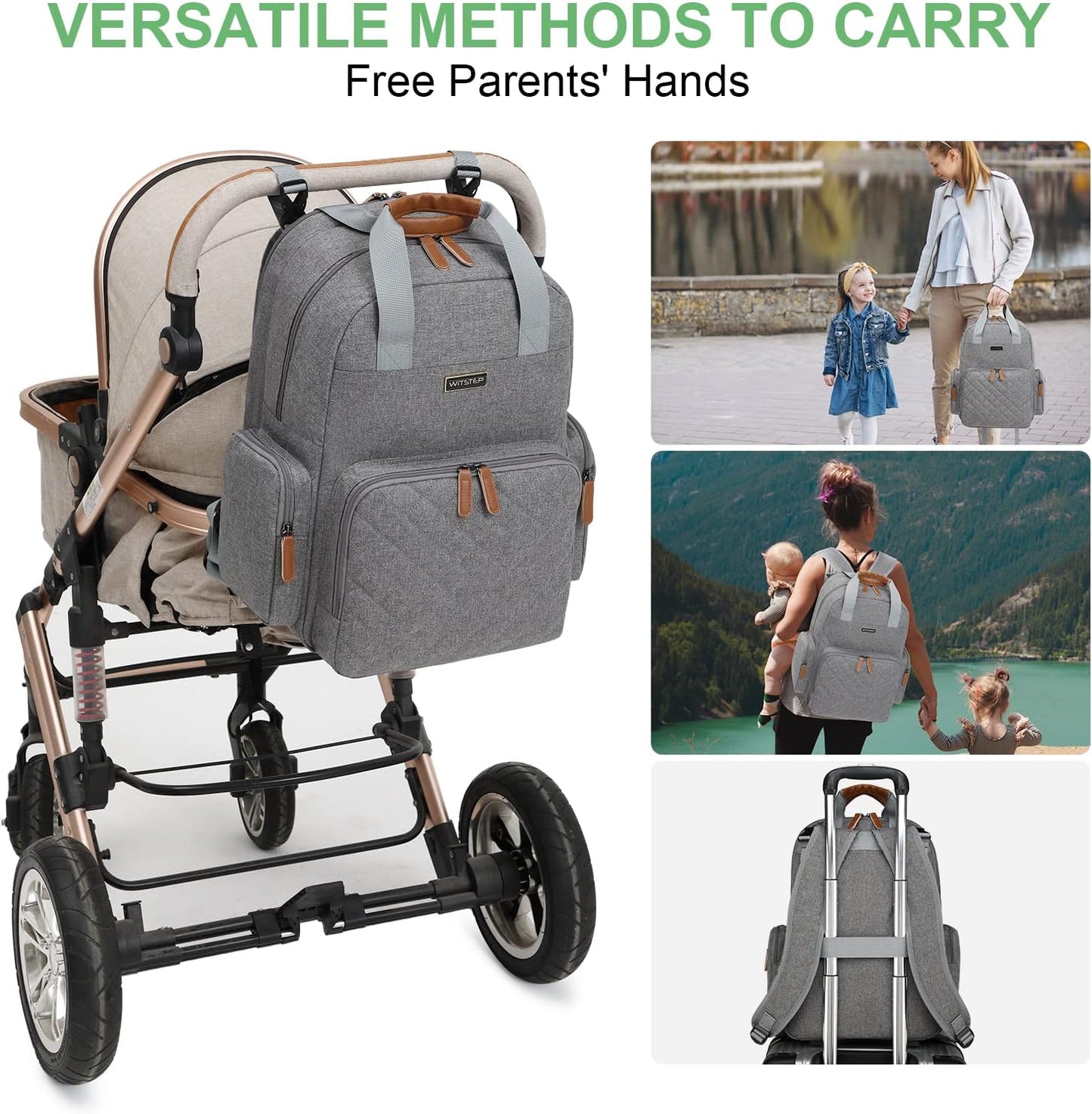 Diaper Bag Backpack with Changing Station, Baby Diaper Bag Organizer for Moms Dads Large Baby Changing Bags