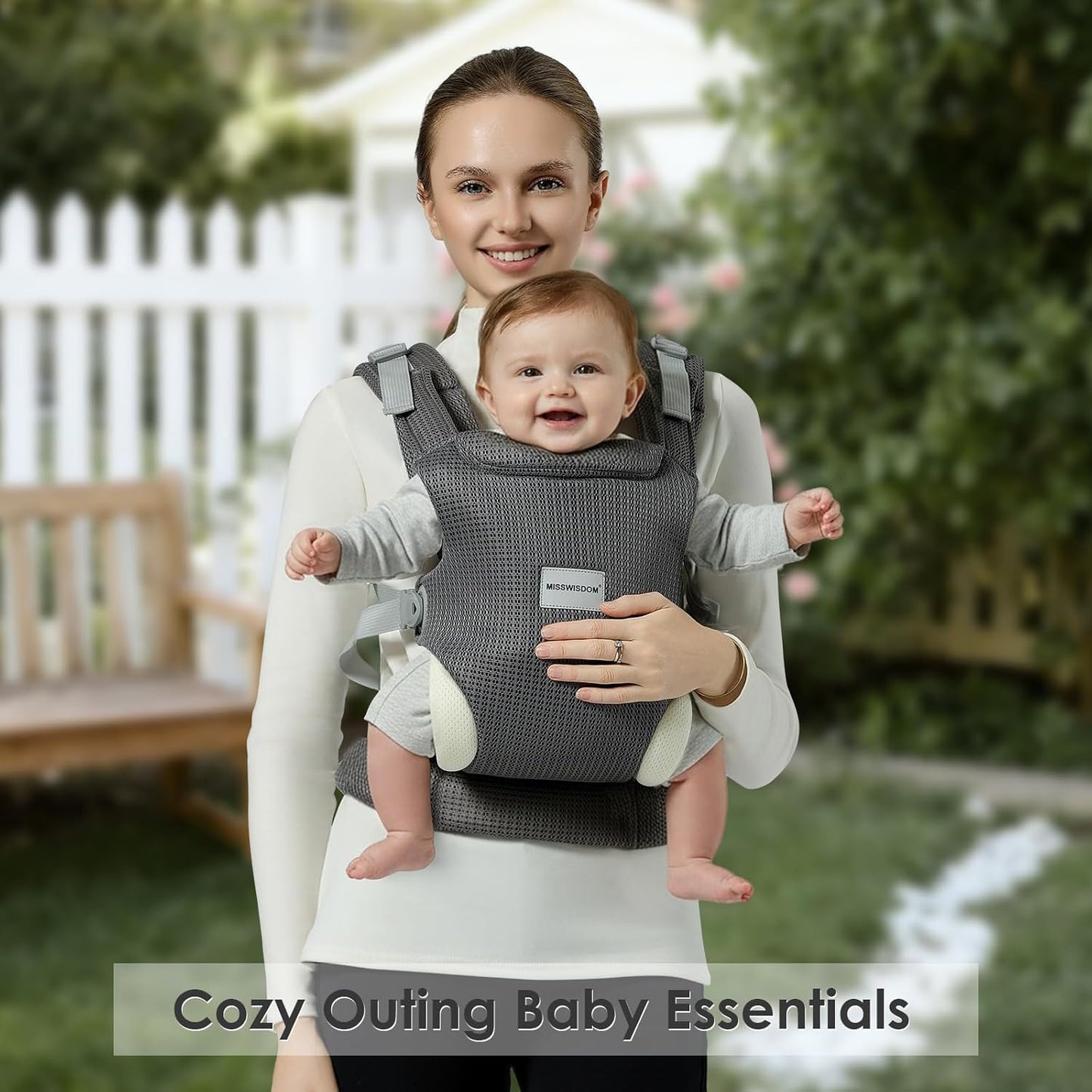 Baby Carrier Newborn to Toddler, Easy Adjustable Toddler Carrier for 7-30lbs, Baby Holder Wrap Carrier, Breathable Mesh Fabric Infant Kangaroo Hip Carriers with Lumbar Support, Grey
