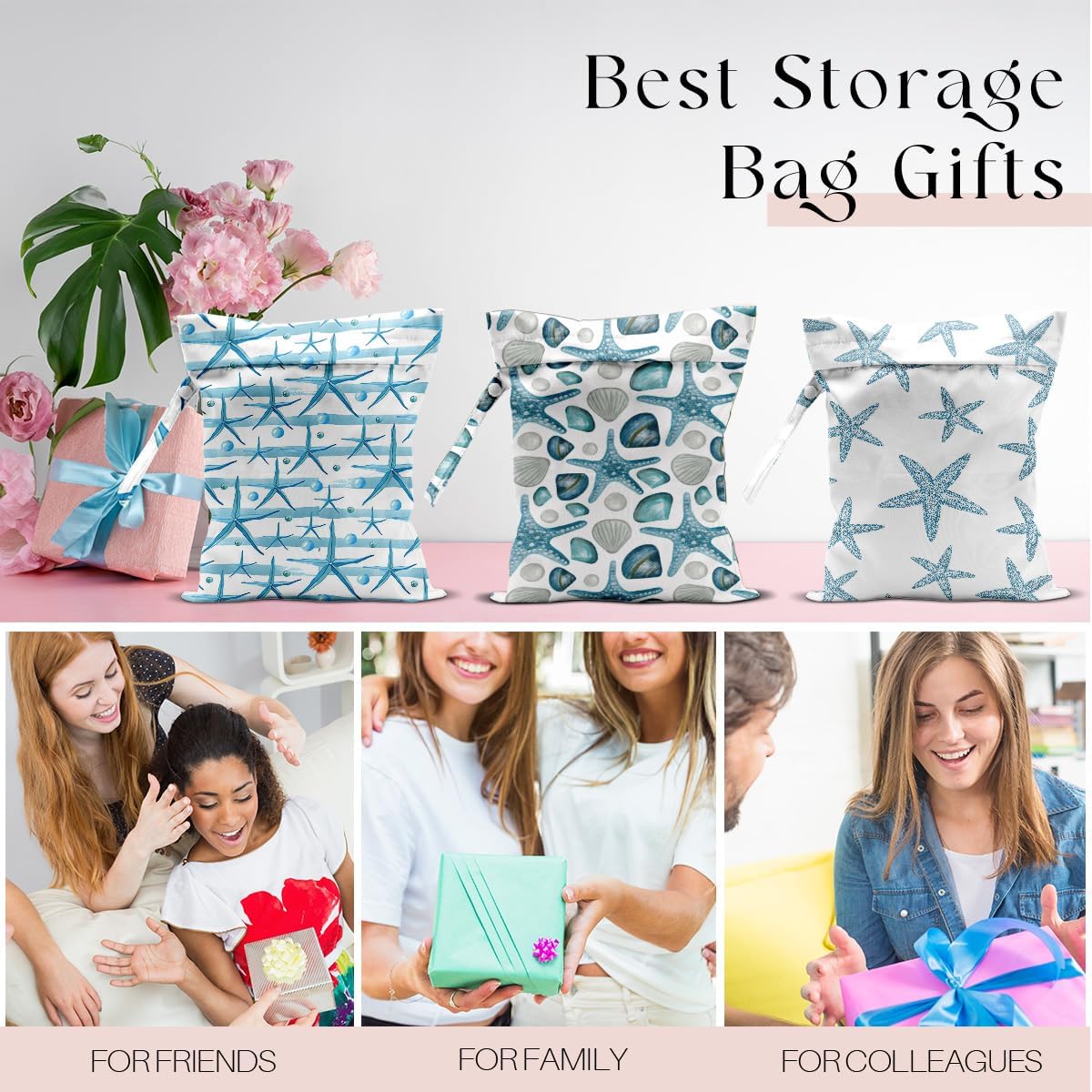 3 Pcs Wet Bag, Wet Dry Bag, Waterproof Bag, Small Laundry Bag, Wet Bag for Pool, Beach, Swimsuit, Makeup Bag, Diapers,Cruise Ship Essentials,Beach Accessories Travel for Women