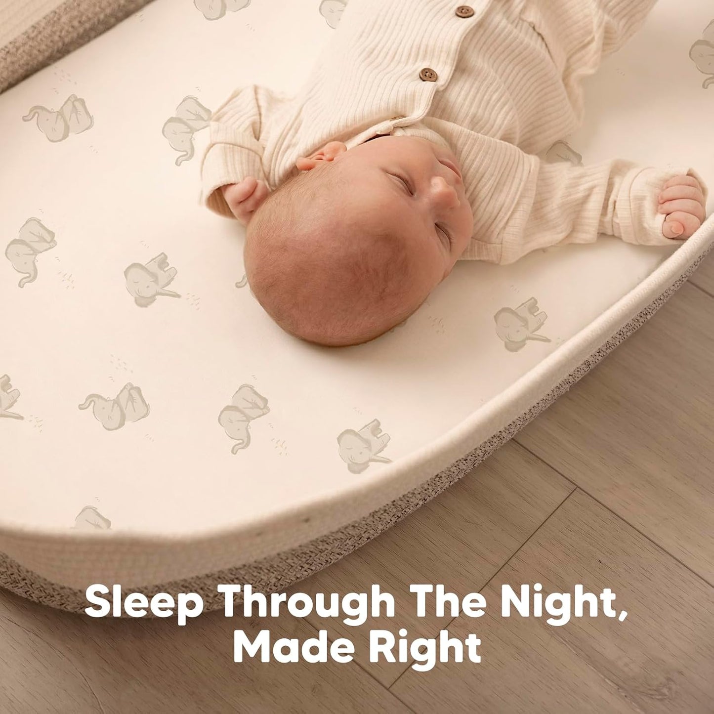 2-Pack Baby Bassinet Sheets Girl, Boy - 33x17 Viscose Derived from Bamboo Bedside Mattress Fitted Bassinet Sheets, Compatible with Halo Bassinest Swivel Sleeper, Baby Delight, Graco (Pecan)