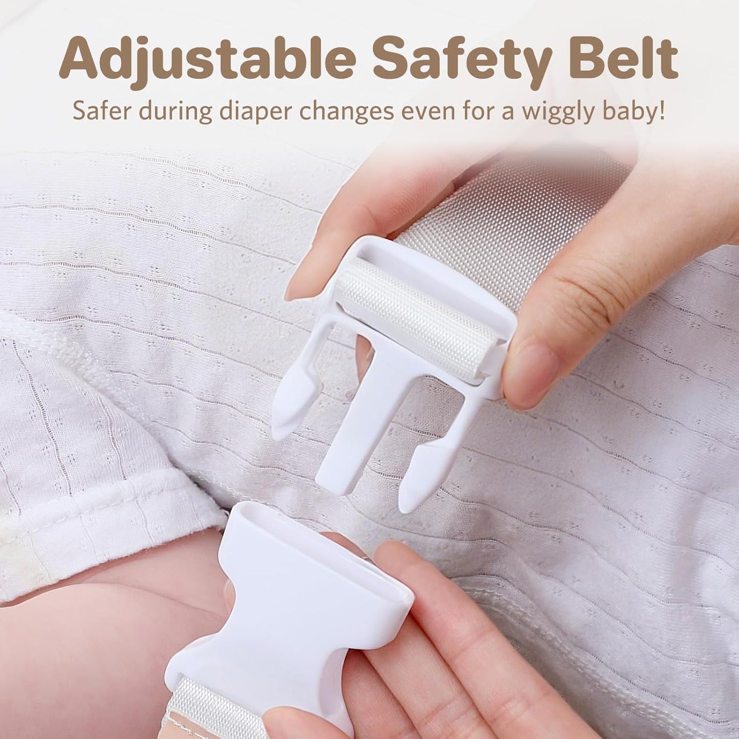 Wipe-Clean Baby Diaper Changing Pad Waterproof & Wipeable Teddy Bear Easy to Clean, Soft EVA Foam Changer Pads with Adjustable Safety Belt, Non-Slip Change Mat for Changing Station Table Dresser Bed