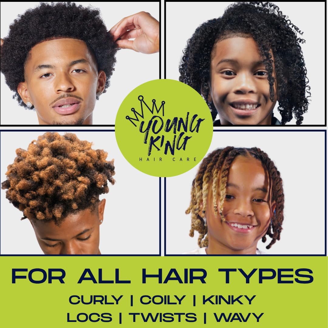YOUNG KING HAIR CARE Kids Shampoo For Boys | Cleanse and Hydrate Natural Curls | Plant-Based and Harm-Free (8 oz)