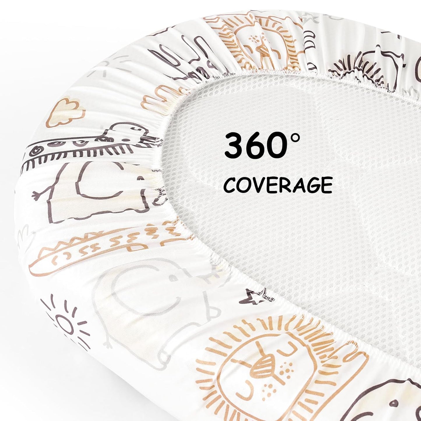 Yoofoss Bassinet Sheets Baby Girl Boy, Fitted Bassinet Sheet Set 2 Pack Universal Fit for Cradle Moses Basket Oval Rectangle Round Hourglass Mattress,Soft Breathable (Brown+Giraffe)