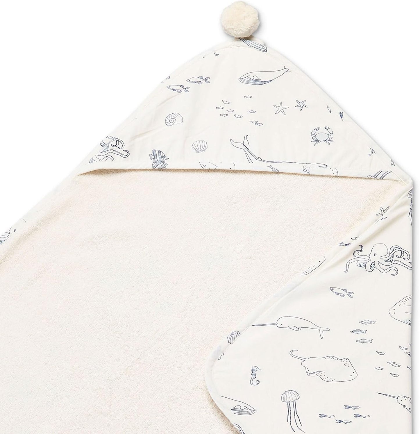 PEHR Hooded Towel, Life Aquatic | Absorbent French Terry & Soft Brushed 100% Cotton | 30β x 30β