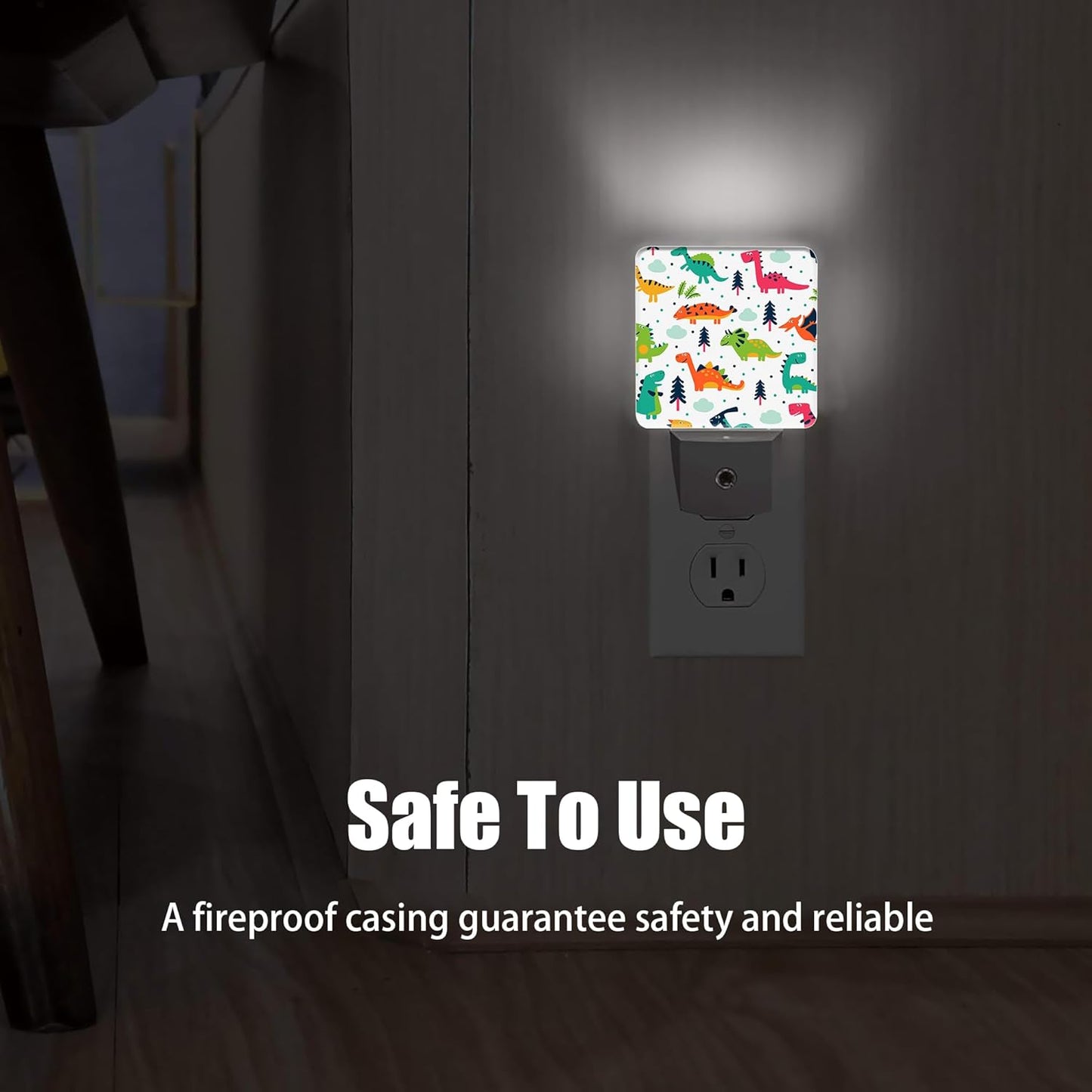 Colorful Dino Tree Night Light, Dusk to Dawn Smart Sensor Nightlight for Bedroom Bathroom Kitchen Hallway Stairs Hallway, Plug-in, Energy Efficient Decor Desk Lamp Gifts