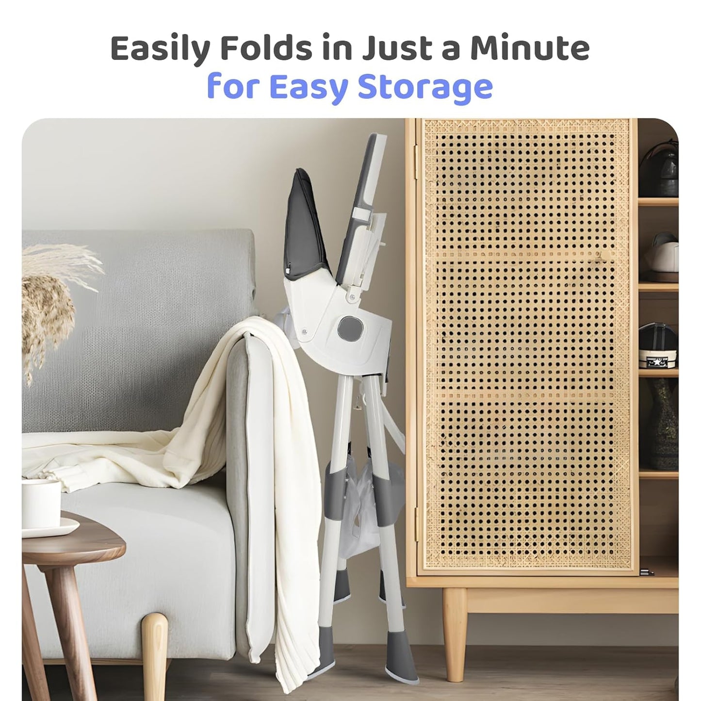 6-in-1 Foldable Baby High Chair for Babies & Toddlers – Adjustable Height & Recline, 5-Point Safety Harness, Removable Tray | Portable Highchair, Space-Saving & Easy Clean | Silla de Comer para Bebé