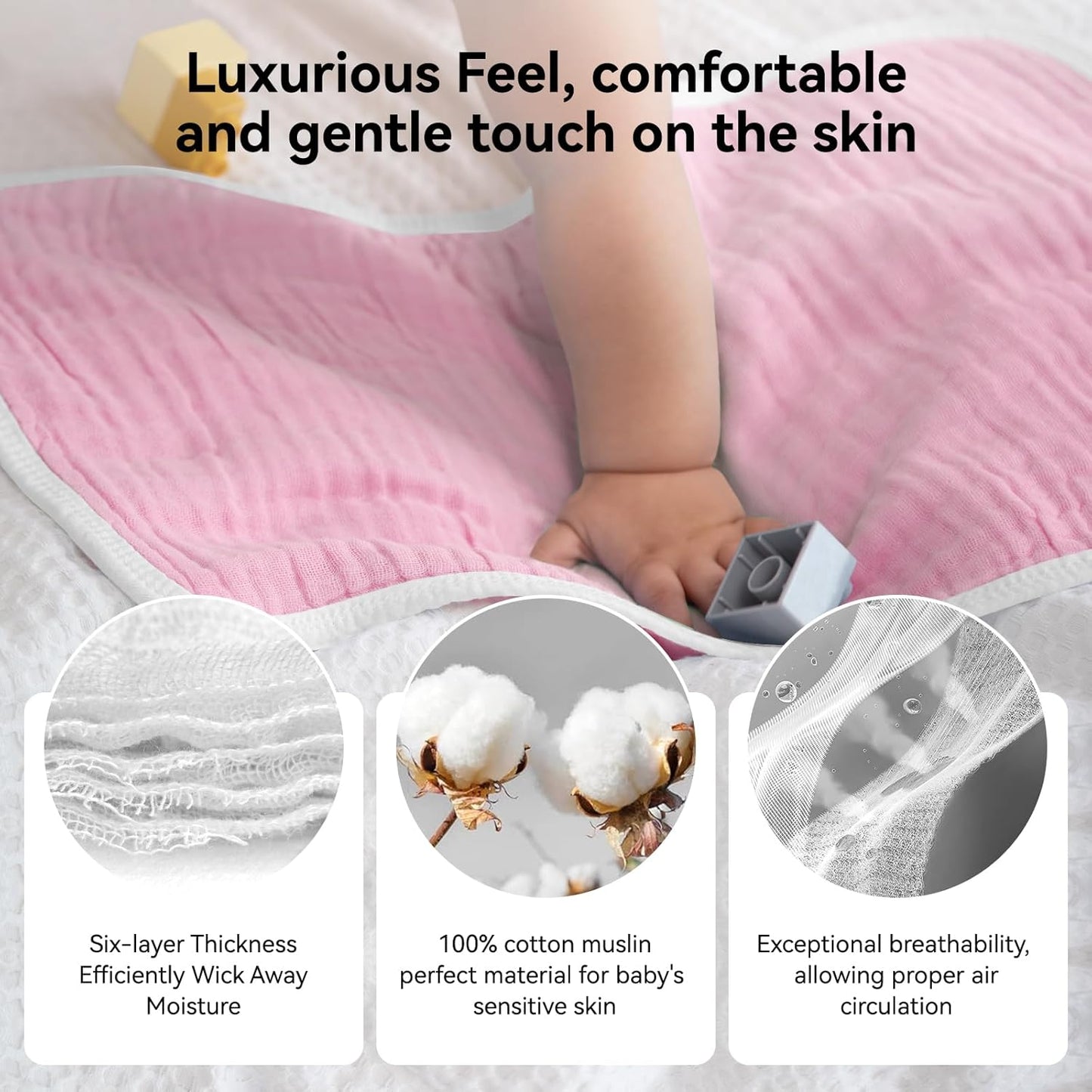 Synrroe Burp Cloths Large, Muslin Burp Cloths for Baby Girls, Pack of 10 Extra Absorbent and Soft Muslin, 6 Layers 20 by 10 Inches 100% Cotton (Pink-Purple 10 Pack)