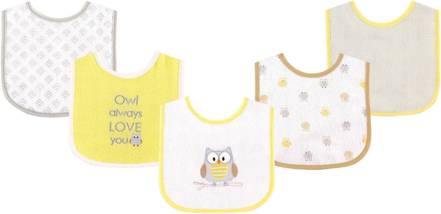 Luvable Friends Baby Cotton Terry Drooler Bibs with PEVA Back, Transportation, One Size