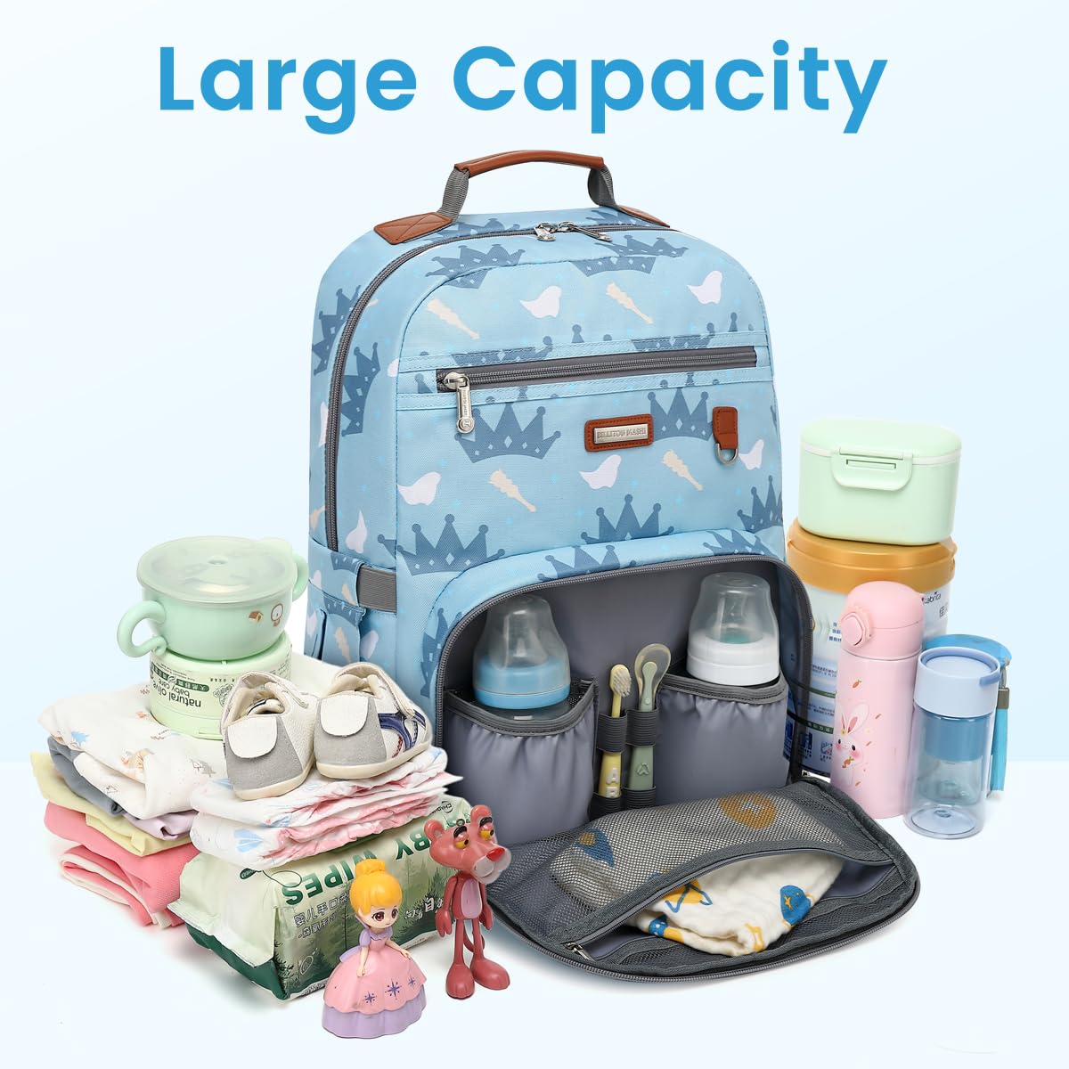 Diaper Bag Backpack, Large Baby Nappy Bags with Portable Changing Pad for Boys and GirlsMultifunction Travel Baby Bag for Moms Dads, Shower Gifts Waterproof and Stylish