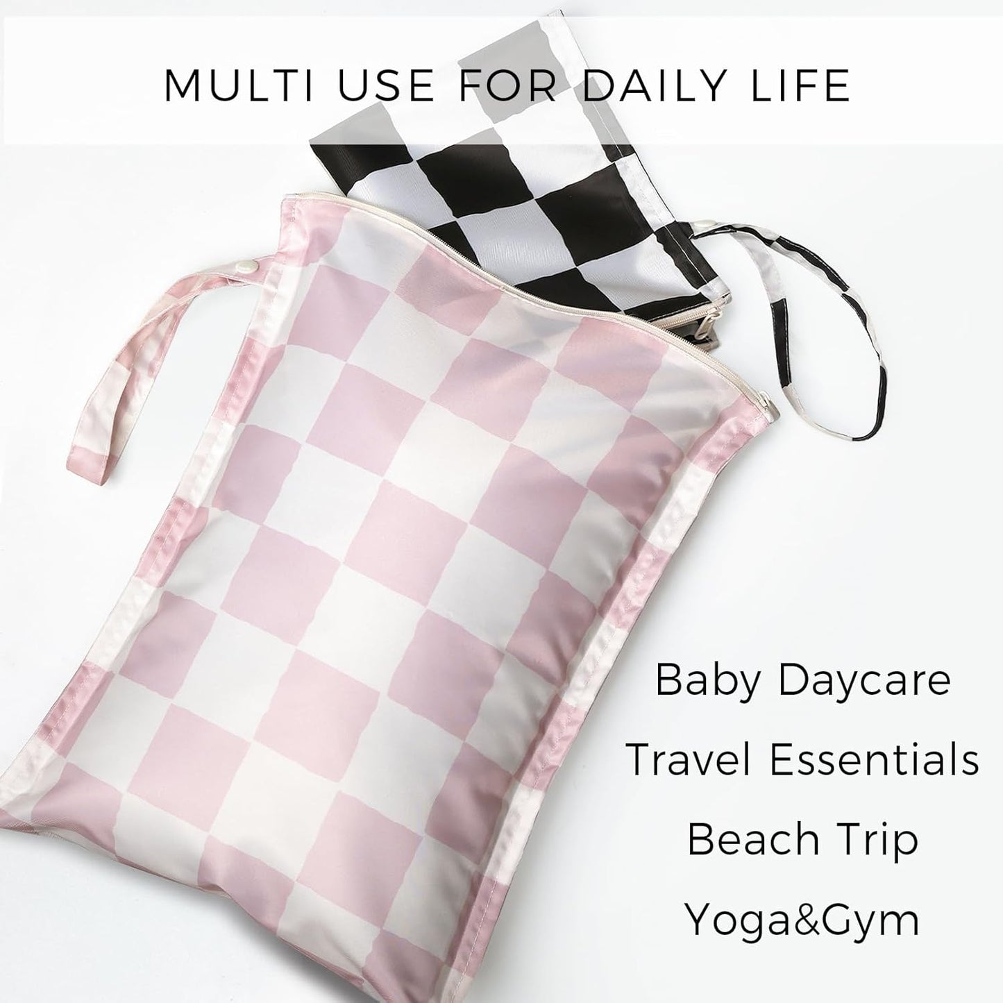 Wet Bag for Swimsuit - 2 Pack Waterproof Wet Dry Bag for Clothes - Baby Diaper Bag - Travel Laundry Daycare Bags - Baby Beach Essentials - Bogg Bag Accessories