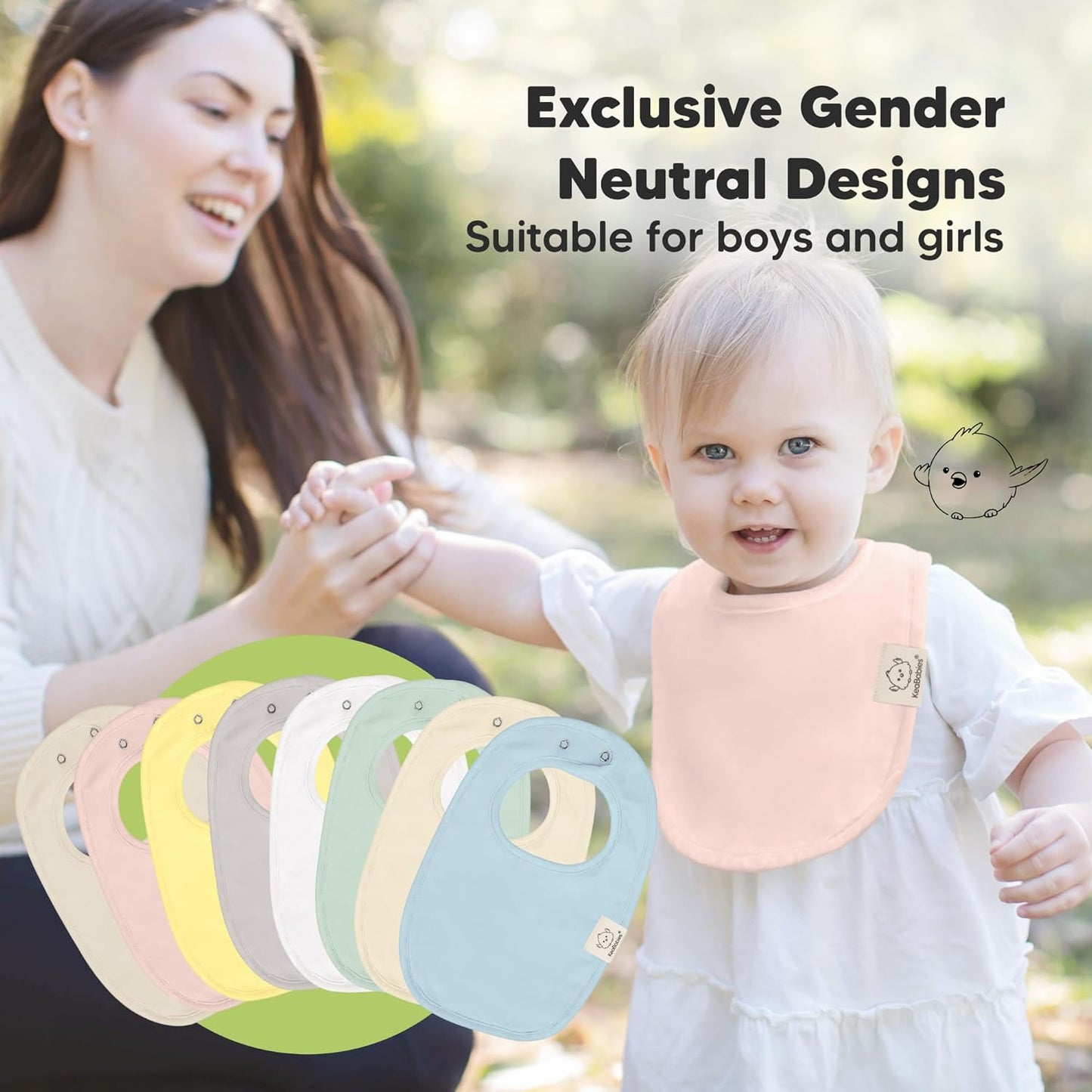 8-Pack Organic Baby Bibs for Boys, Girls - Soft Cotton Drooling and Teething Bibs for Baby Girl & Boy, Extra Absorbent, Easy To Clean & Put On for Toddler, Newborn, Infant 0-24 Months (Dawn)