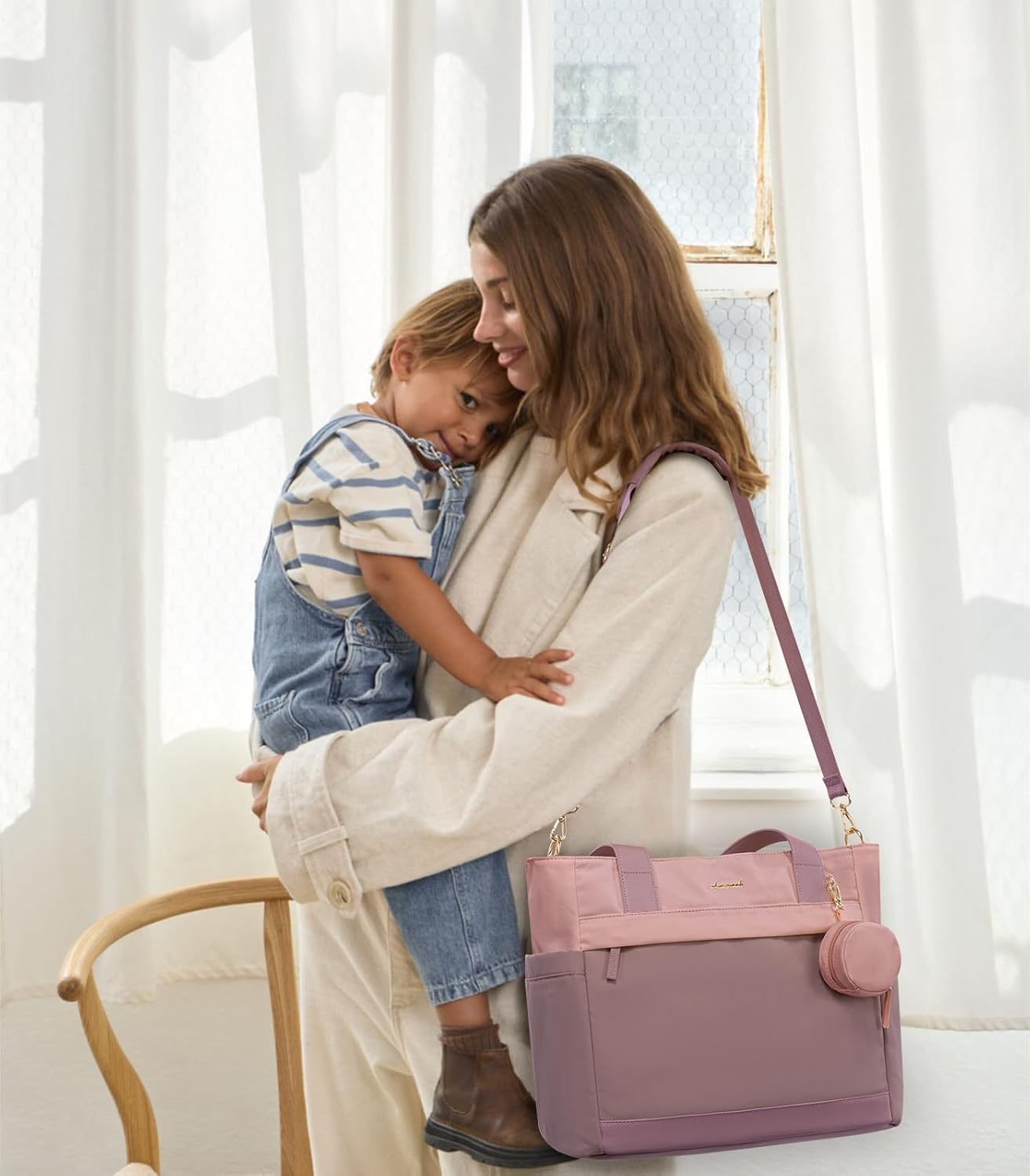 LOVEVOOK Diaper Bag Tote Large Baby Bag for Mom Hostipal and Travel Diaper Tote for Baby Boy with Pacifier Case Changing Pad
