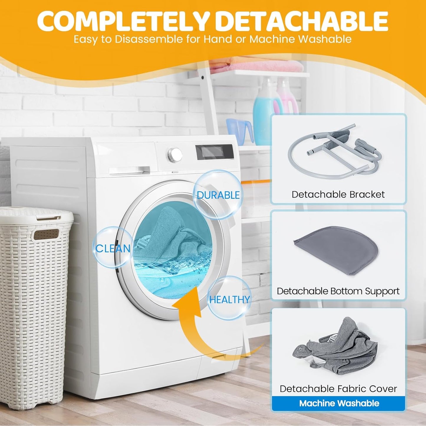 Orzbow Hook On High Chair, Portable Table Highchair Seat for Babies & Toddlers 6-36 Months, Collapsible Clip On Counter High Chair with Carry Bag for Travel, Home and Restaurant, Easy Clean, Gray