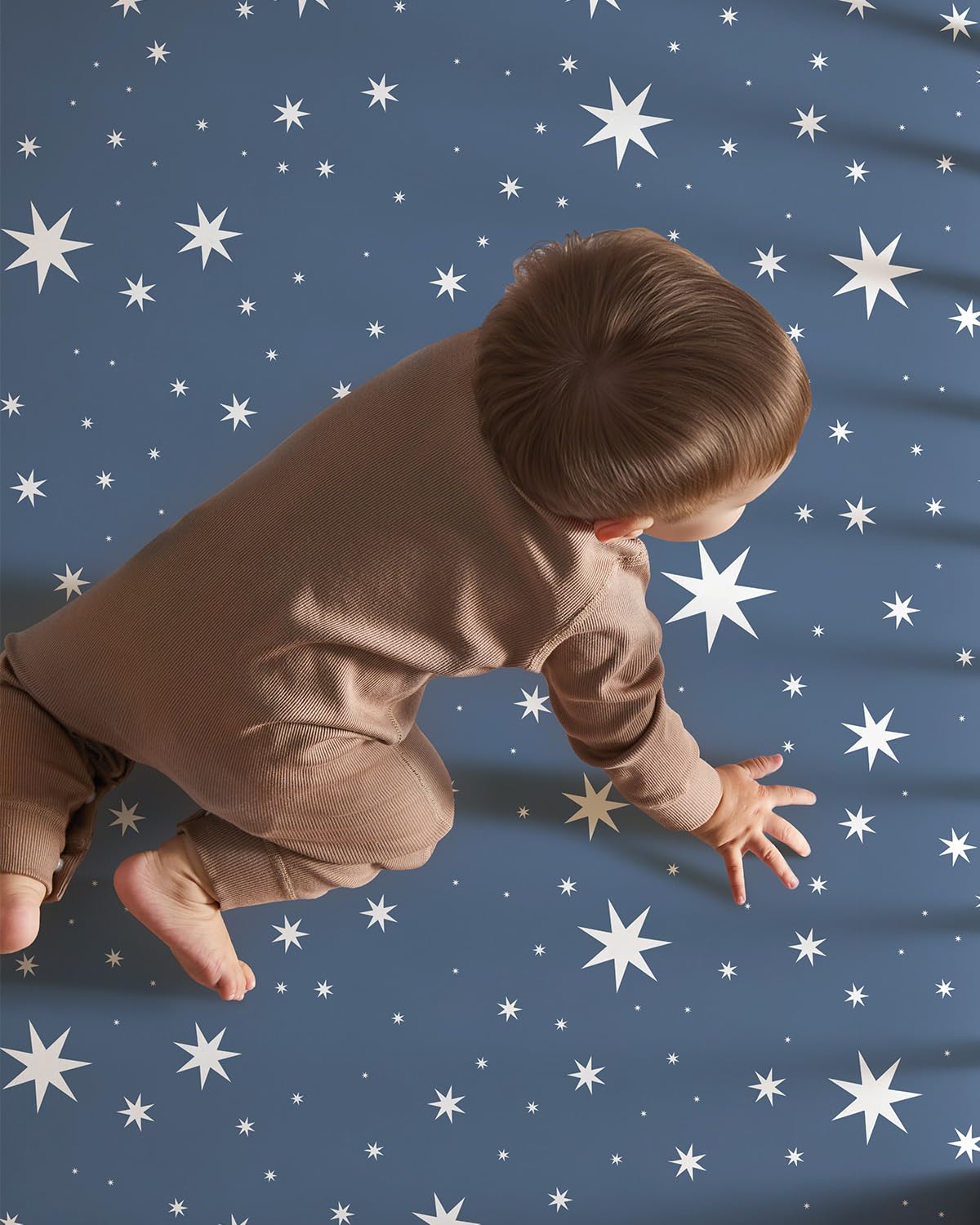 Baby Crib Sheets for Boys Girls, 28x52x8in Fitted Crib Sheet Neutral 3 Pack for Standard Crib and Toddler Mattress, Breathable Soft Microfiber Baby Sheet Grey & Blue Moon