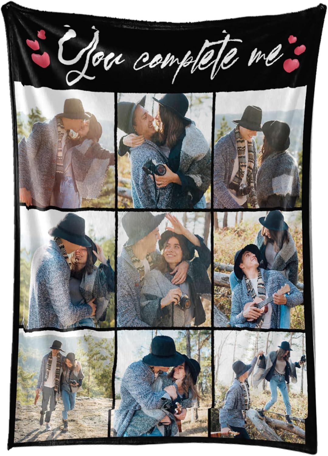 Personalized Blanket Custom Flannel Blanket with Photo Text Customized Picture Blankets Gifts for Birthday Valentines Day, 40 * 50in