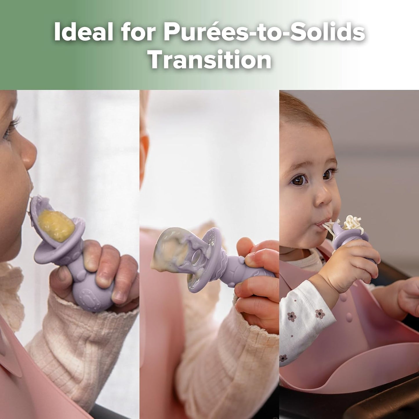 Haakaa Astronaut Beginner Silicone Cutlery Set β Toddler Spoons Self Feeding 6+Months, Baby Led Weaning Supplies, Easy Grip Toddler Utensils, Baby Feeding Essentials