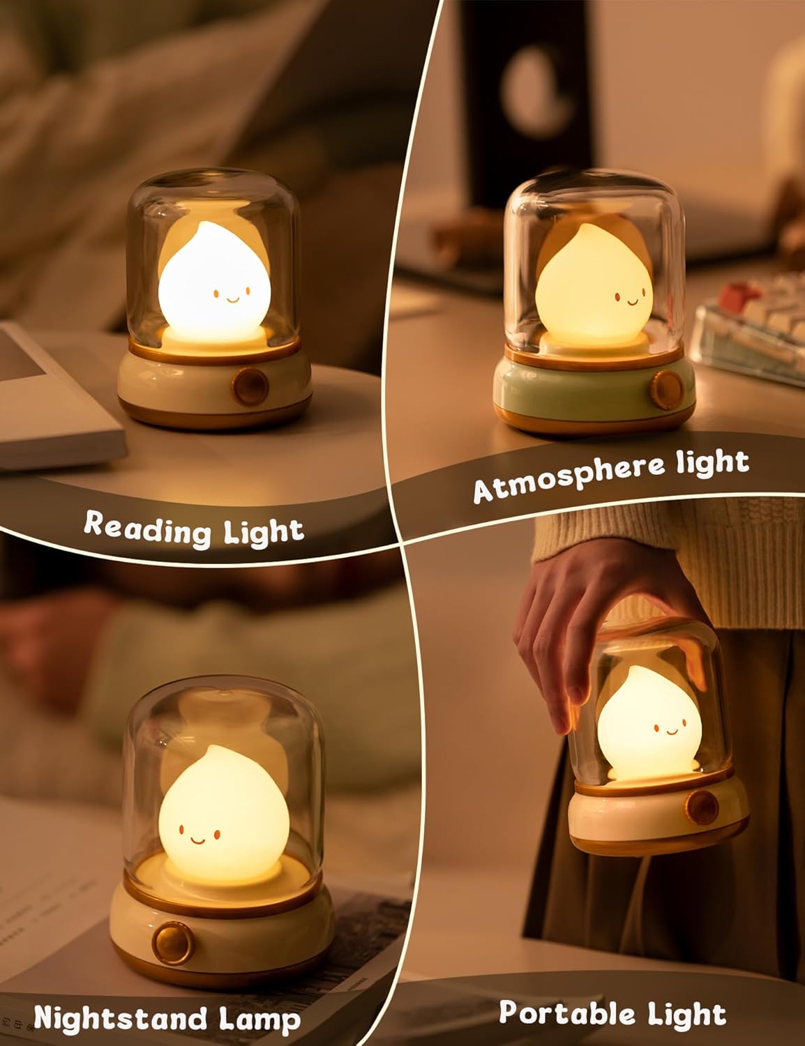 Christmas Gifts for Teens Flame Lamp, Christmas Decor,Kids Night Light,Adjustable Dimmable Rechargeable Night Light for Kids, Girls, Boys Gifts,Christmas Decorations