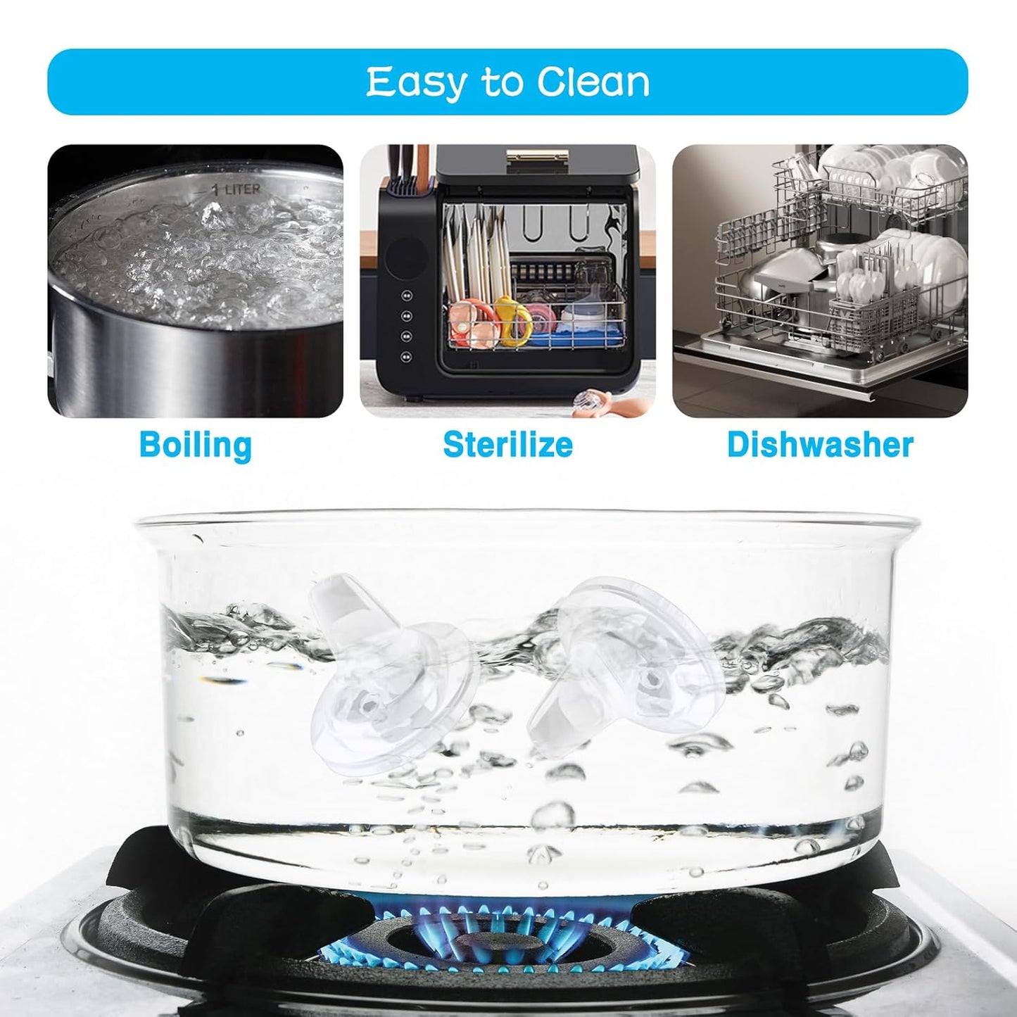 4Pcs Sippy Spouts Nipples Compatible with Natural Start Anti-Colic Bottles & C to Bottles, Soft Silicone Bottle Replacement Nipple Spout Nipples, BPA-Free, 6m+, Variable Flow