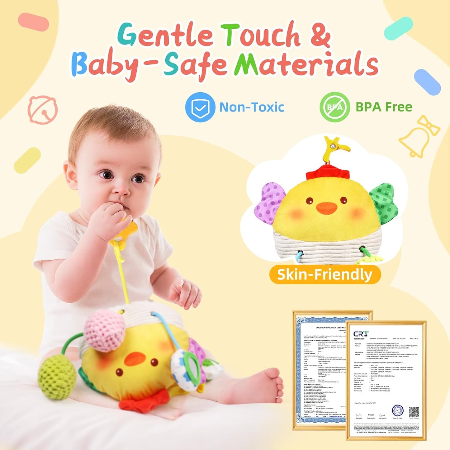 Stroller Toys for Babies 6-12 Months, Car Seat Toys for Babies 0-6 Months Boys Girls, Rattle Mirror Crib Carseat Hanging Toy for 3-6 Month, Newborn Gifts for Baby