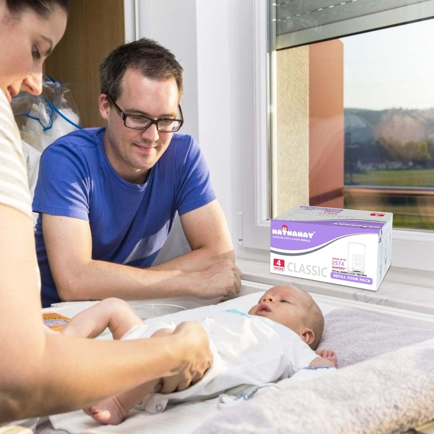 Diaper Pail Refill Bags Compatible with Dekor Classic Diaper Pail, Extra 30% Length, Hold up to 2574 Diapers, Lavender Scent, 4 Pack