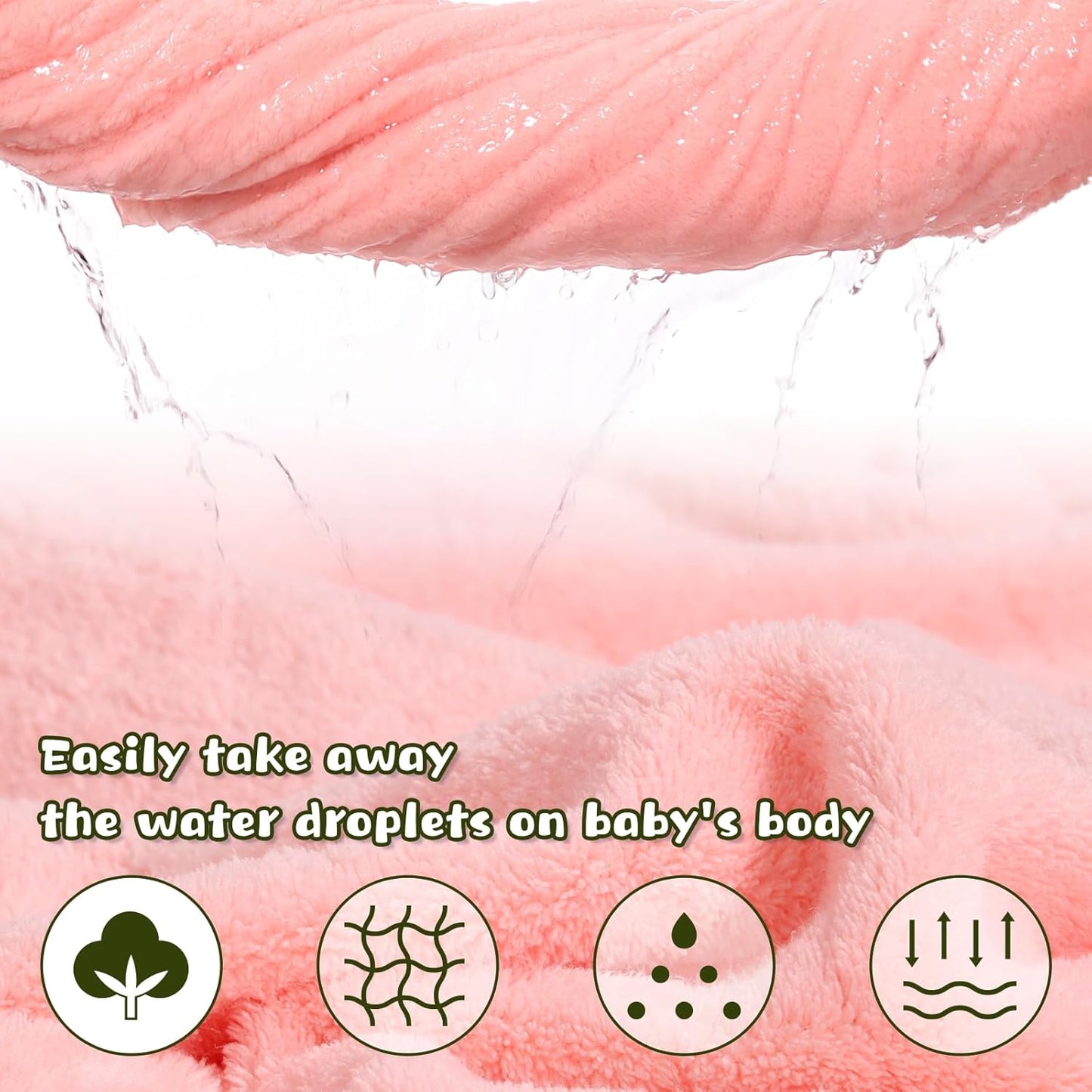 2-Pack Animal Hooded Bath Towels for Babies & Kids 0-6 Years, 50x32 Inch Ultra Soft Coral Fleece Baby Towel Set, Super Absorbent, Bath Time Essentials with Cute Animal Ears, Gift Ready