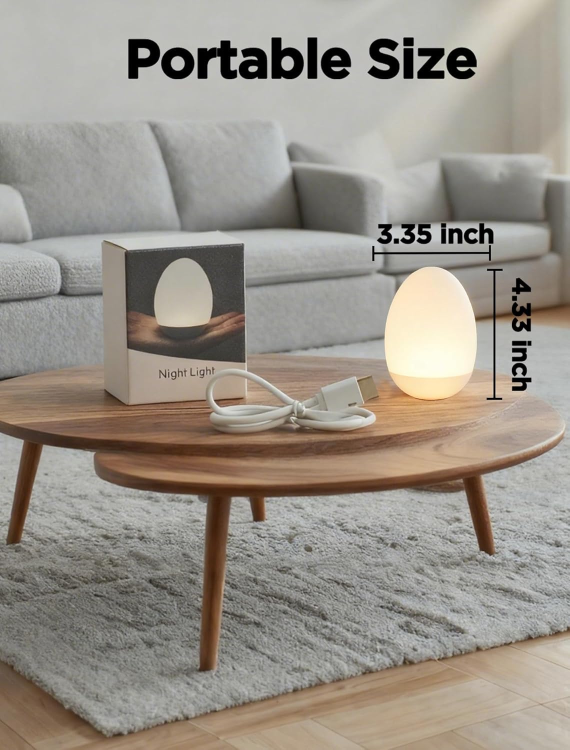 Egg Light for Nursery, 256 RGB Baby Night Light, Rechargeable Night Light for Kids, Portable Small Cordless Bedside Lamp for Girl/Boy/Toddler/Bedroom