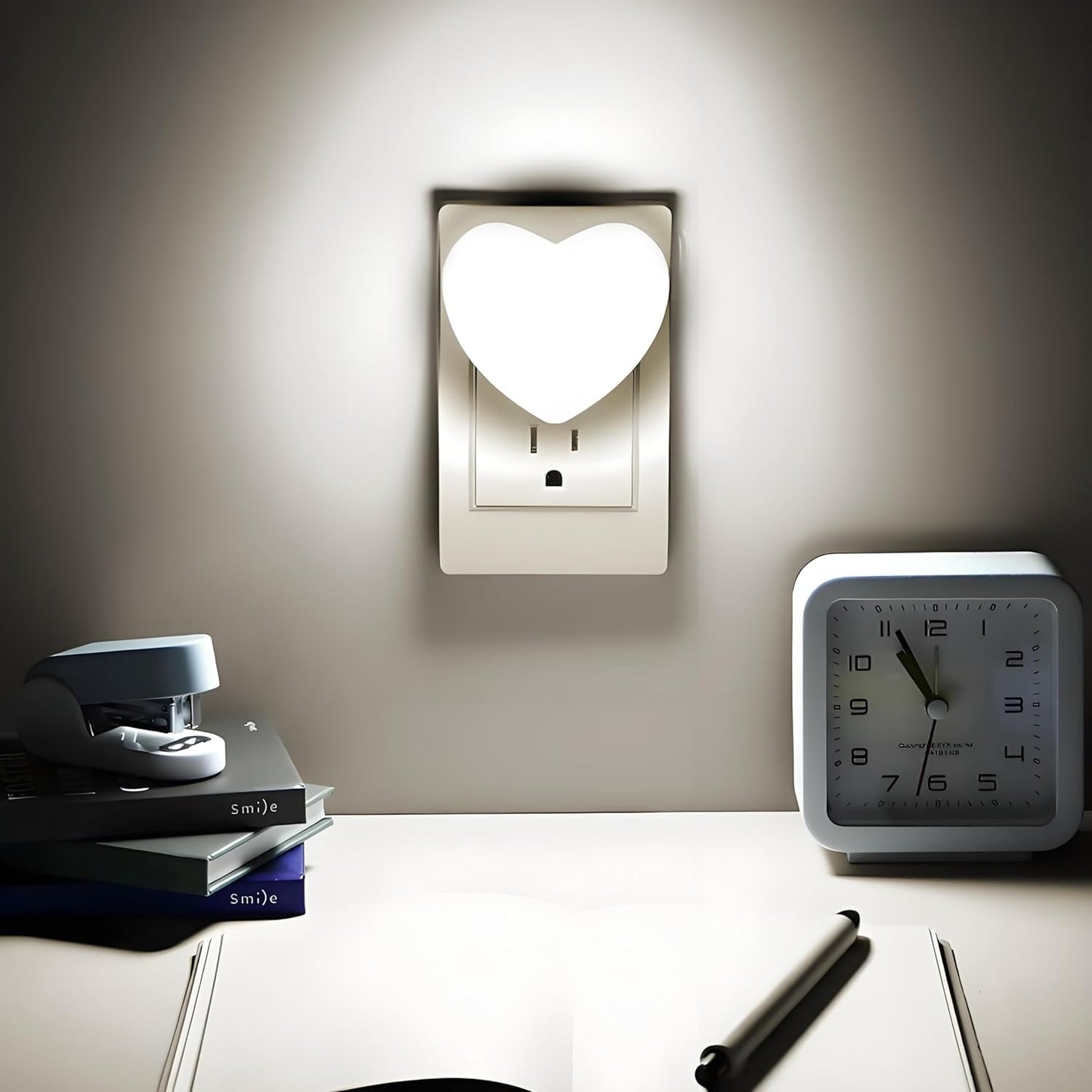 Night Lights Plug into Wall - Cute Heart LED Night Light for Kids, Plug in Nightlight with Smart Auto On/Off Dusk to Dawn Sensor, Soft Warm White Lamp for Bedroom Nursery Living Room Bathroom Hallway