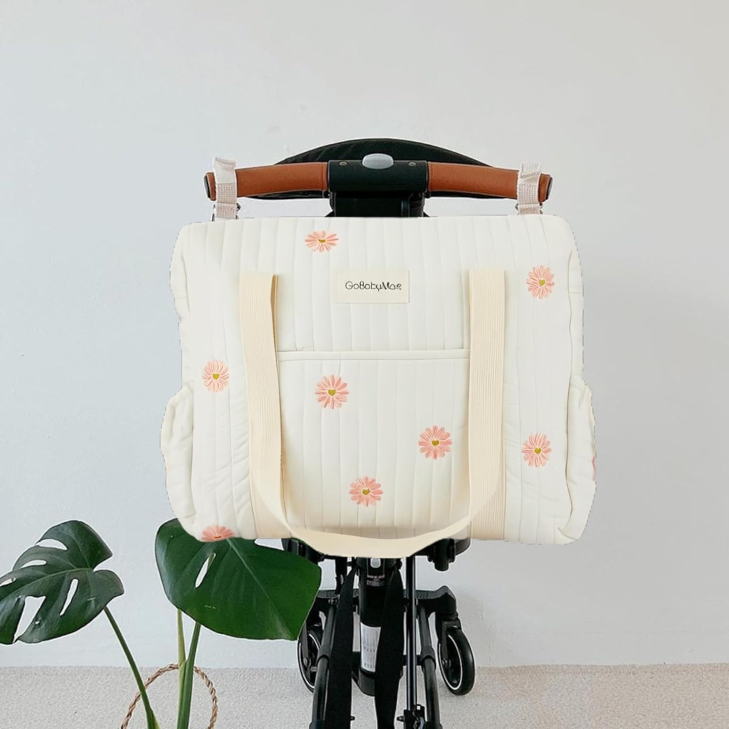 Large Diaper Bag Tote, Maternity Travel diaper tote, Multifunction baby bag, Baby Nappy Bags, Messenger bag (Medium - Flowers)