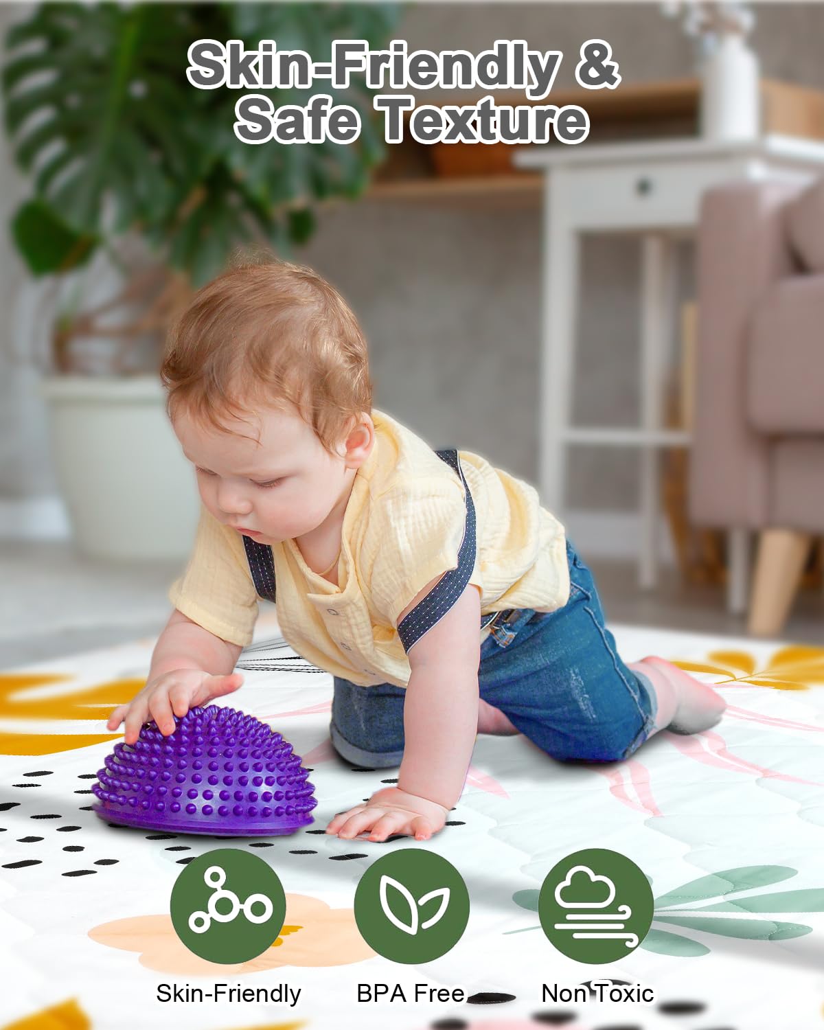 Premium Foam Baby Play Mat 59x59 – Removable & Machine Washable Cover, Extra Thick Padding Playpen Mat, Non-Slip Crawling Mat, Easy to Clean for Infants, Toddlers & Babies