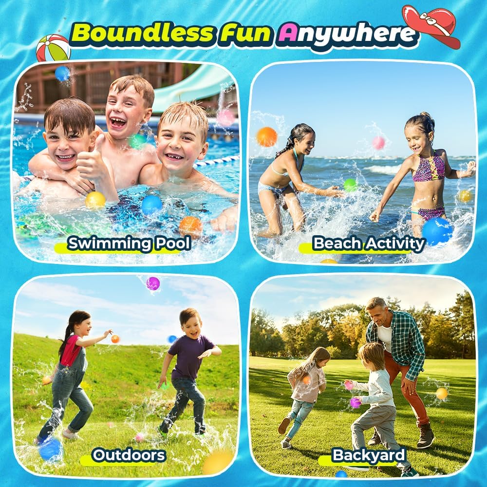 Reusable Water Balloons, Water Bombs Splash Ball, Magnetic Water Ball for Outdoor Games, Summer Party(8Pcs)