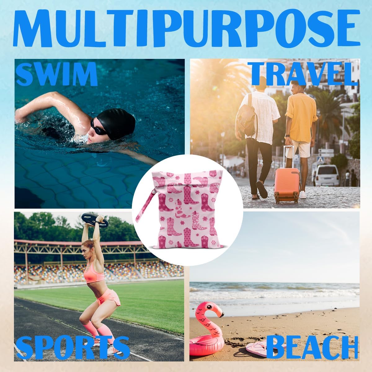 Wet Bag for Baby Swimsuit Dirty Clothes Diaper Yoga Gym, Wet Dry Bag, Beach Vacation Essential for Travel Poor Bathing Baby Items