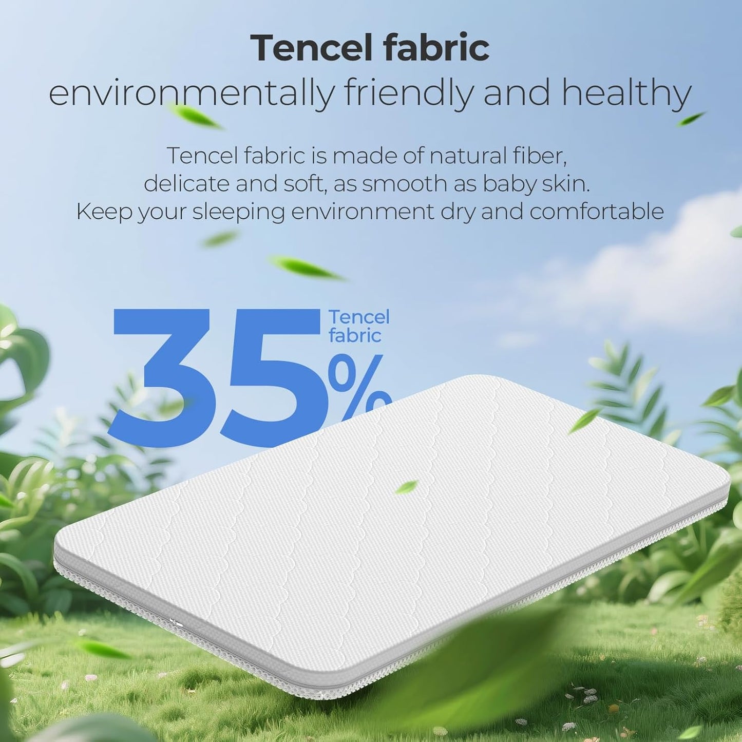 33x20 Rectangle Bassinet Mattress Topper: 2" Thick Dual Side Gel Memory Foam Bassinet Mattress for Baby Delight/Mika Micky/KoolerThings Bedside - All-Season Design - Exact Fit Replacement Bassinet