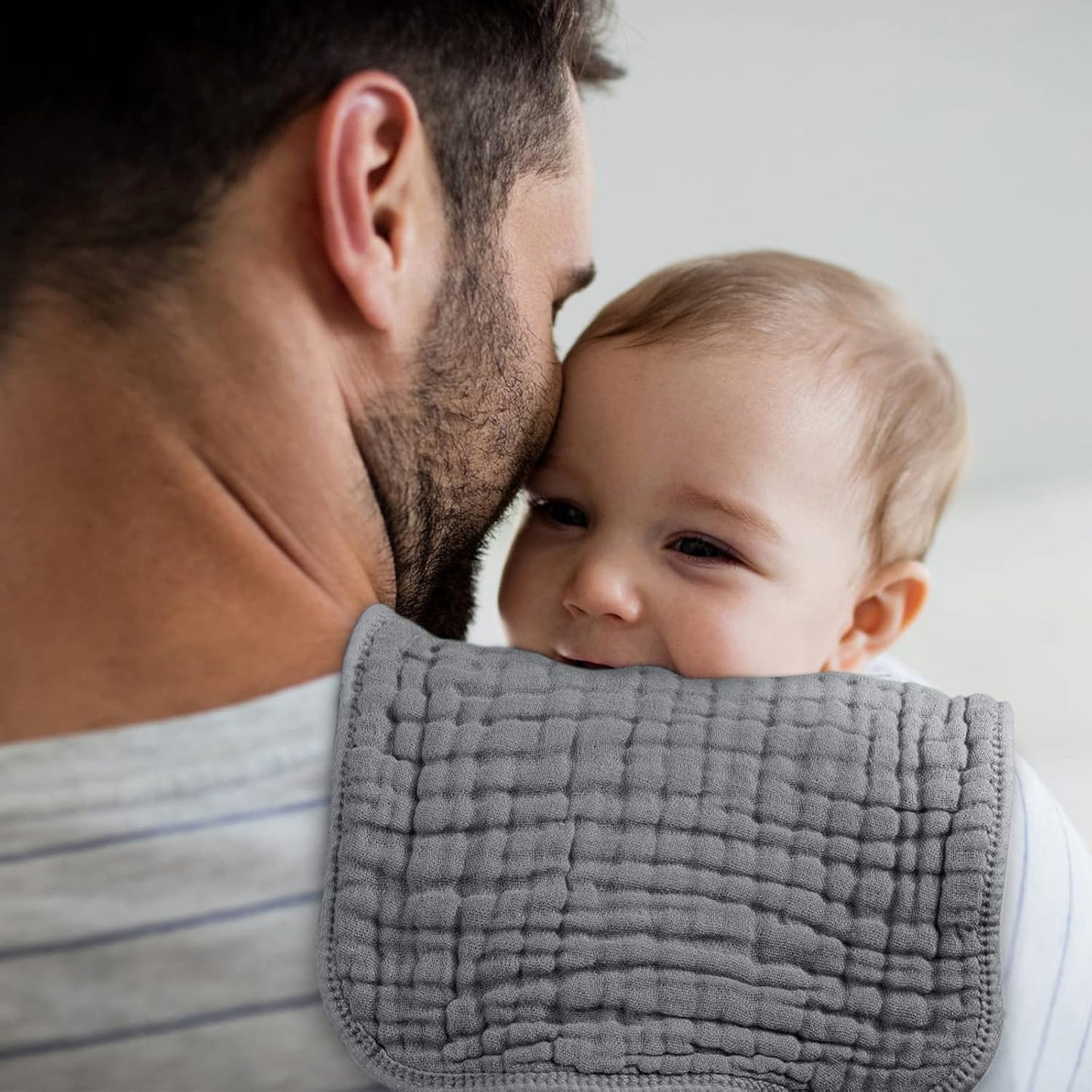 Looxii Muslin Burp Cloths 100% Cotton Muslin Cloths Large 20''x10'' Extra Soft and Absorbent 6 Pack Baby Burping Cloth for Boys and Girls (Grey)