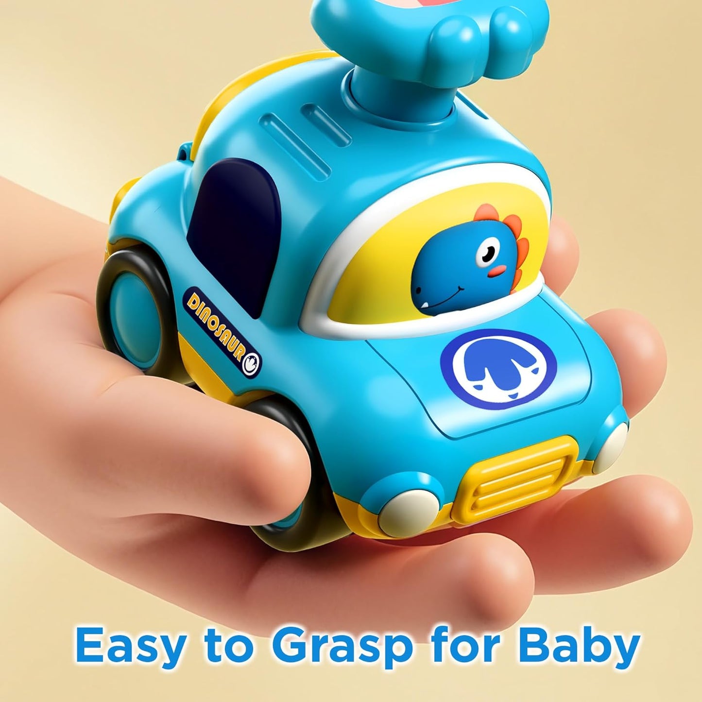 iPlay, iLearn Press to Go Dinosaur Car Toys for Toddlers 1-3, Baby Play Race Vehicle Set, Infant Boy Push Go Friction Toy, 4pcs Animal Car for 12 18 24 Month, 1st Birthday Gift for 1 2 3 Yr Kid Child