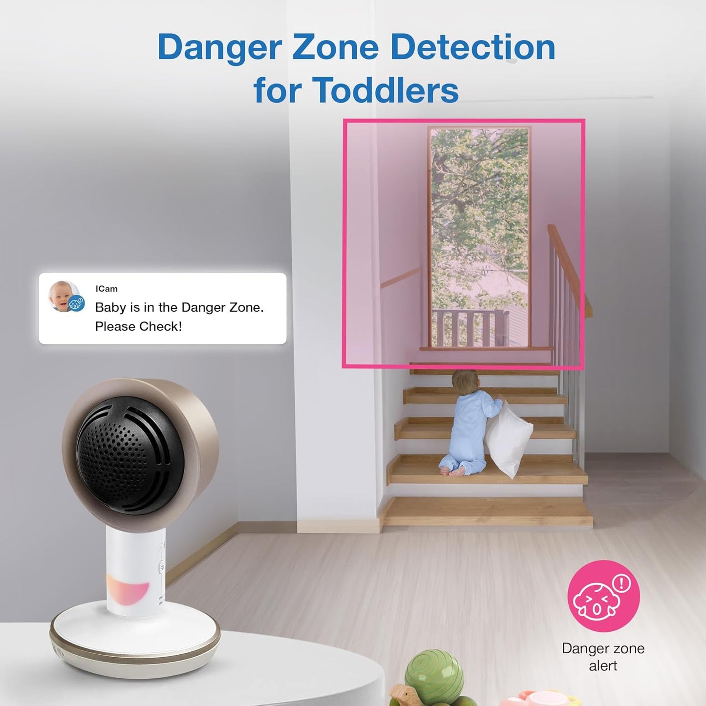 VTech V-Care VC2105 1080p FHD Over-The Crib Mount Smart Baby Monitor 5” 720p LCD Screen,Table Stand,Remote Access,Versatile Placement,Intelligence Detection, Sleep Analysis,18hrs Recording,with WiFi