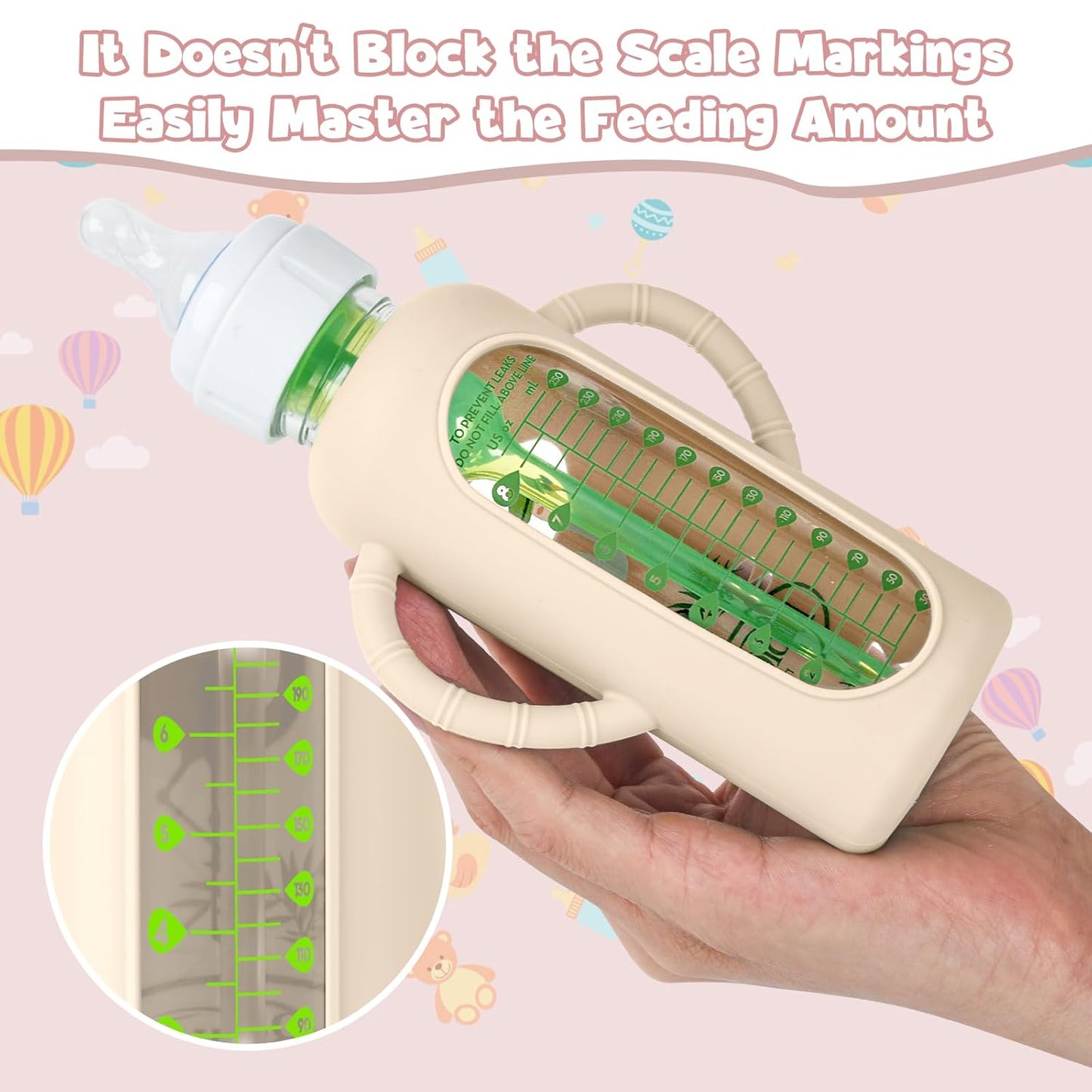 3 PCS Dr Brown Glass Bottles Silicone Sleeves, Compatible with Dr Browns Glass Bottles 4 oz, Anti-Drop Dr Brown Baby Bottles Sleeves with Handles, Heat-Insulating and Easy to Clean