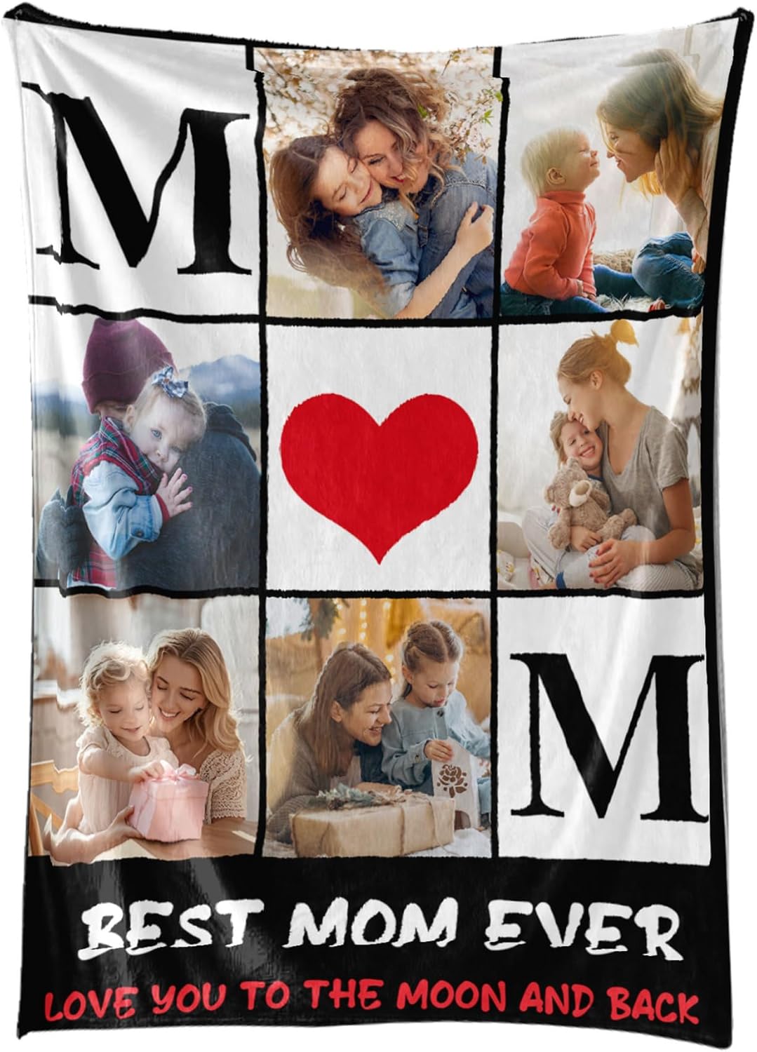 Personalized Mothers Day Blanket Gifts for Mom Custom Flannel Blankets with Photos Pictures Text, Customized Mother's Day Birthday Best Gift for Mom Grandma Wife, 50 * 60in