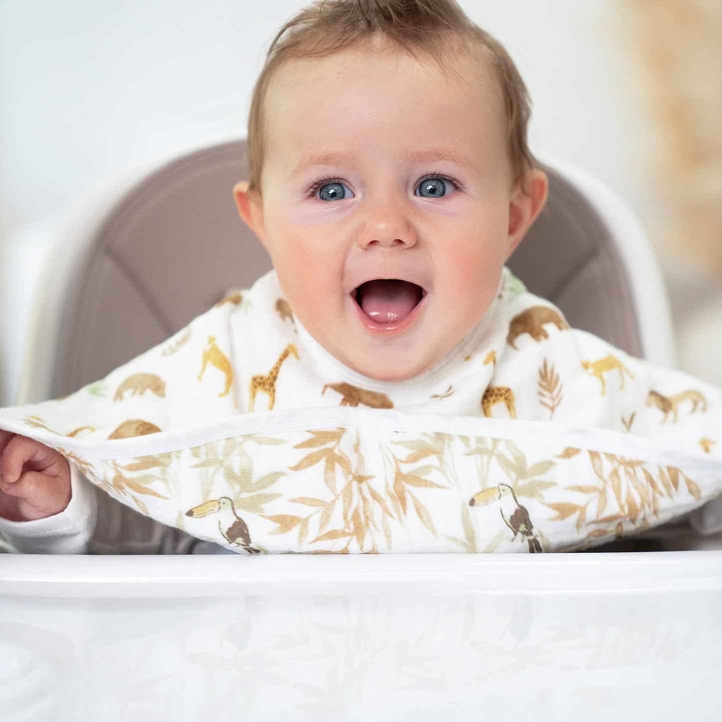 aden + anais Essentials Burpy Bib, 100% Cotton Muslin, Soft Absorbent 4 Layers, Multi-Use Burp Cloth and Bib, 22.5" X 11", Single, Tanzania