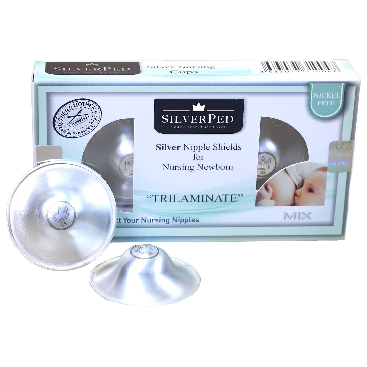 999 Silver Nursing Cups, Silver Nipple Shield, Soothe and Protect Sore Nipples, Silver Nipple Covers Breastfeeding, Silver Nipple Cups, 2 Pieces