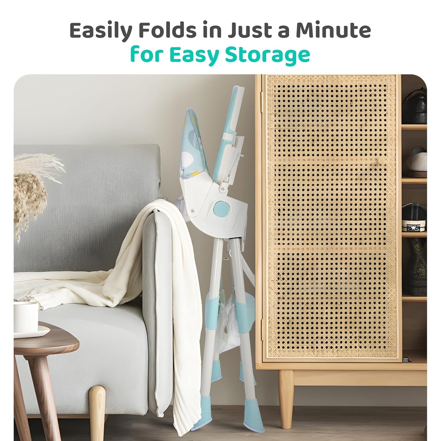 3 in 1 Baby High Chair, Adjustable 5 Point Harness, Tray, Foot Rest, Backrest and Seat Height,Multifunctional Foldable Portable highchair for Toddlers