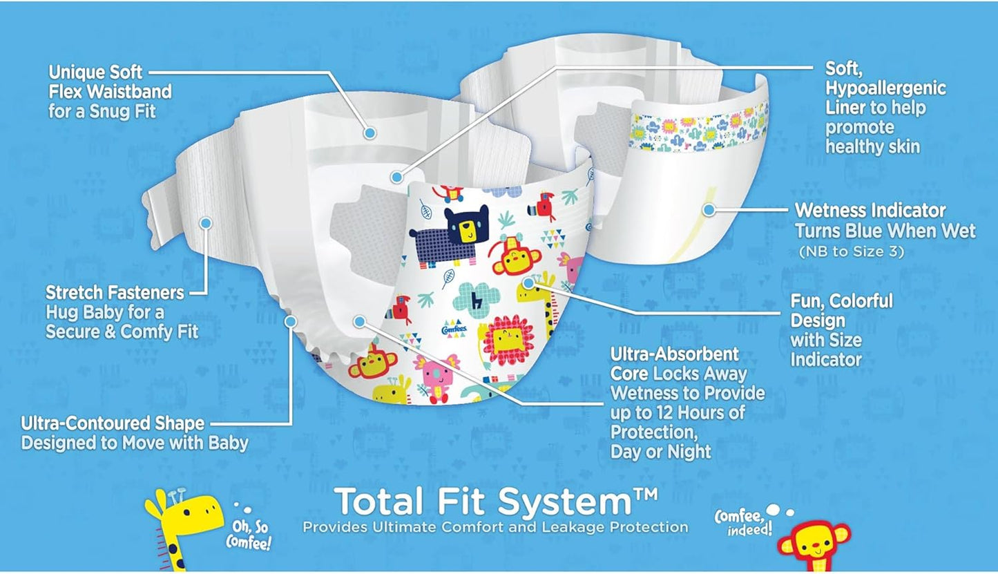 Comfees Premium Baby Diapers with Total Fit System for Boys & Girls, Size 6, 92Count