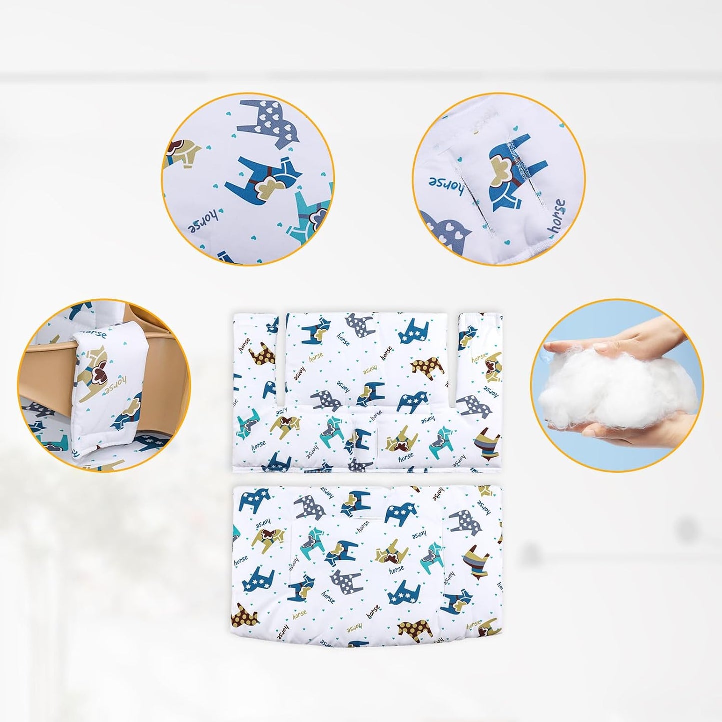for Tripp Trapp High Chair Cushion, Soft and Comfortable for Tripp Trapp High Chair Cushion, for Tripp Trapp Cushion Set Makes It Safer and More Comfortable for Baby to Sit On (Cartoon Horse)